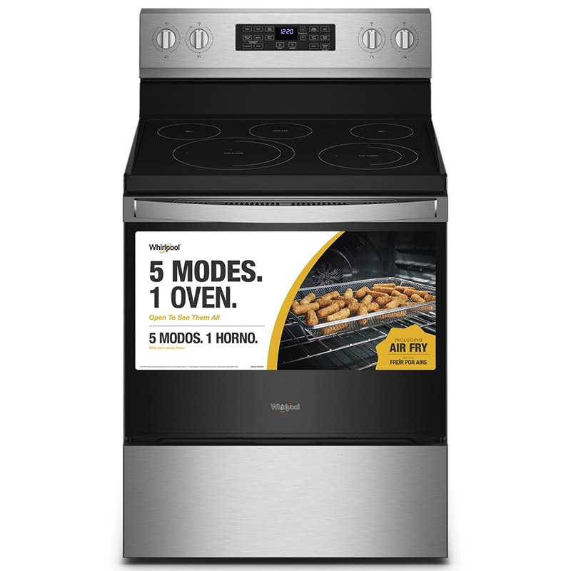 Whirlpool 30 in. 5.3 cu. ft. Air Fry Standard Convection Electric Range with Radiant Burners - Stainless Steel, , hires