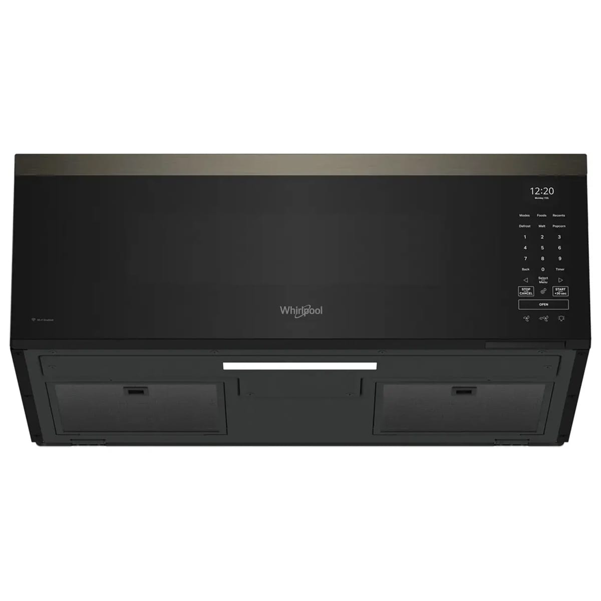Whirlpool 30 in. 1.1 cu. ft. 1000W Low Profile Smart Over-the-Range Microwave with 450 CFM & Sensor Cooking - Black Stainless Steel, Black Stainless Steel, hires