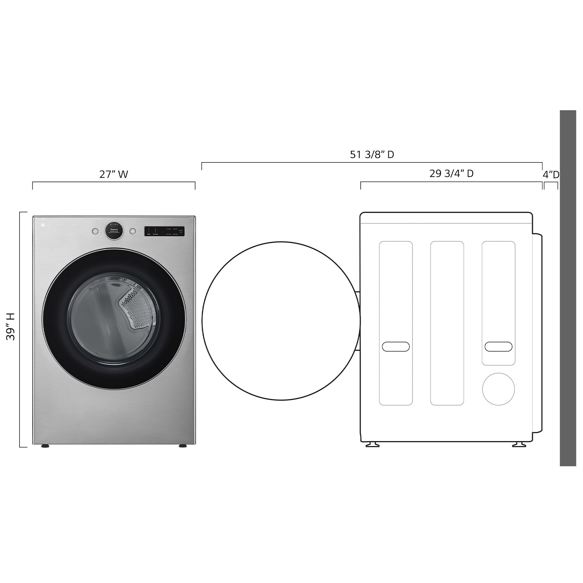 LG 27 in. 7.4 cu. ft. Smart Stackable Electric Dryer with AI Sensor Dry, Turbo Steam, Sanitize & Steam Cycle - Graphite Steel, Graphite Steel, hires