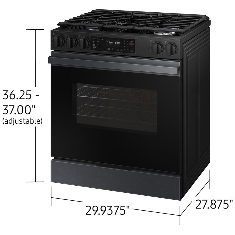 Samsung Bespoke 30 in. 6 cu. ft. Smart Slide-In Gas Range with 5 Sealed Burners - Matte Black Steel, Matte Black Steel, hires
