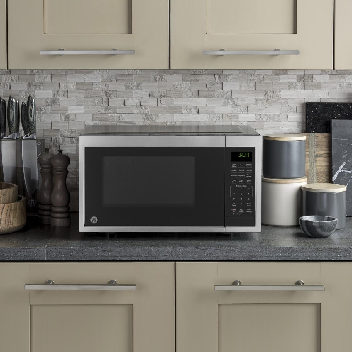 GE 19 in. 0.9 cu. ft. 900W Smart Countertop Microwave - Stainless Steel, , hires