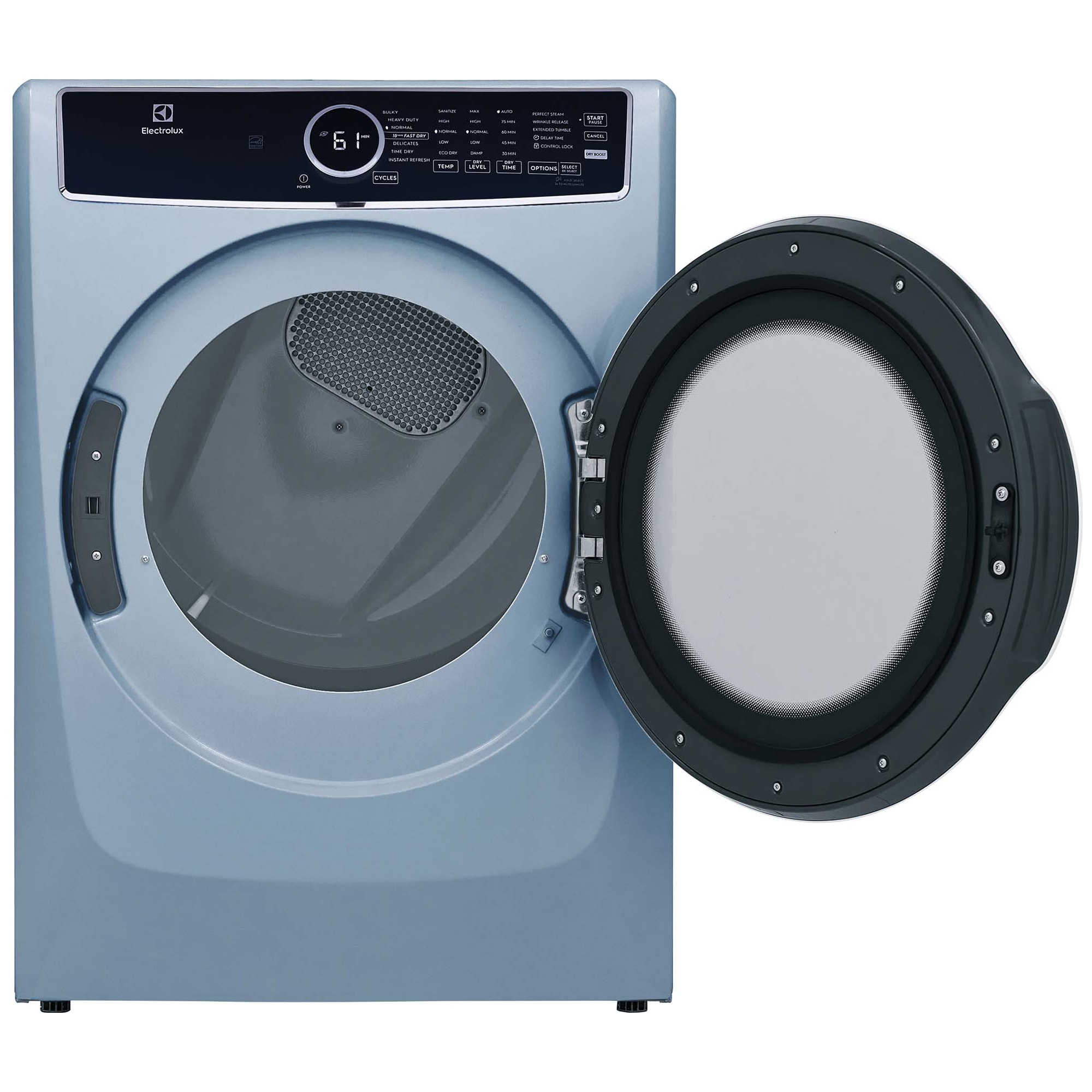 Electrolux 400 Series 27 in. 8.0 cu. ft. Stackable Electric Dryer with Luxury-Quiet Sound System, Sanitize Cycle, Steam Cycle & Sensor Dry - Glacier Blue, Glacier Blue, hires