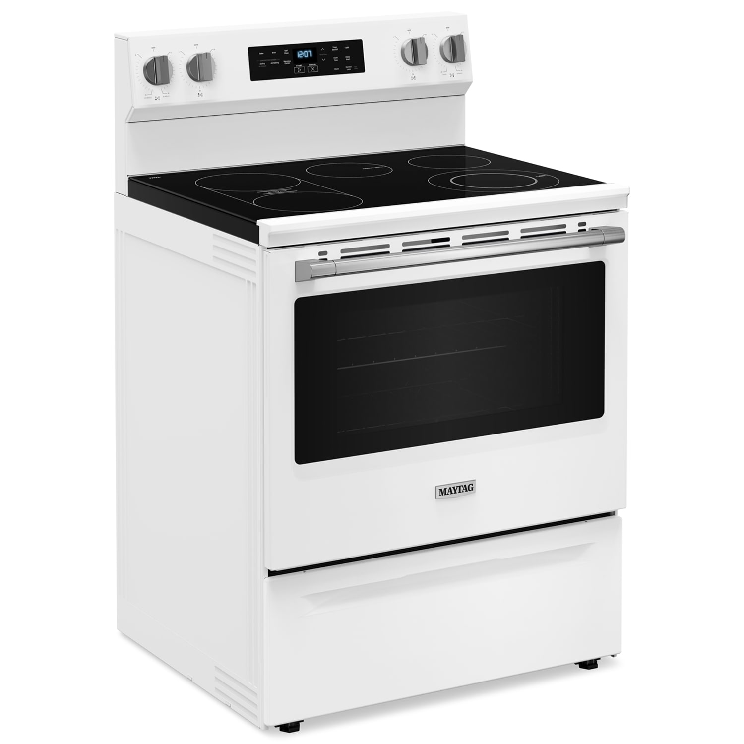 Maytag 30 in. 5.3 cu. ft. Air Fry Standard Convection Electric Range with Radiant Burners - White, White, hires