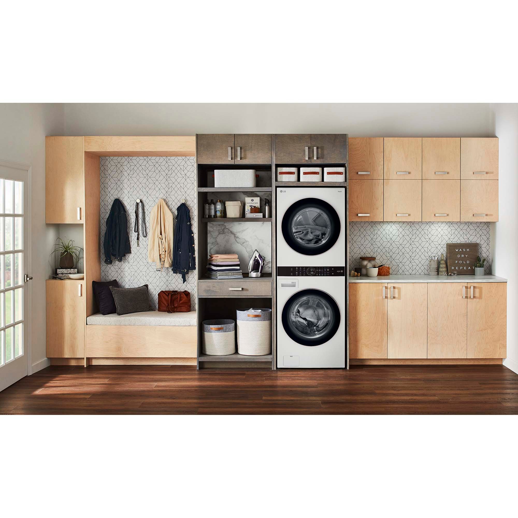 LG 27 in. WashTower with 4.5 cu. ft. Washer with 6 Wash Programs & 7.4 cu. ft. Electric Dryer with 6 Dryer Programs, Sensor Dry & Wrinkle Care - White, White, hires