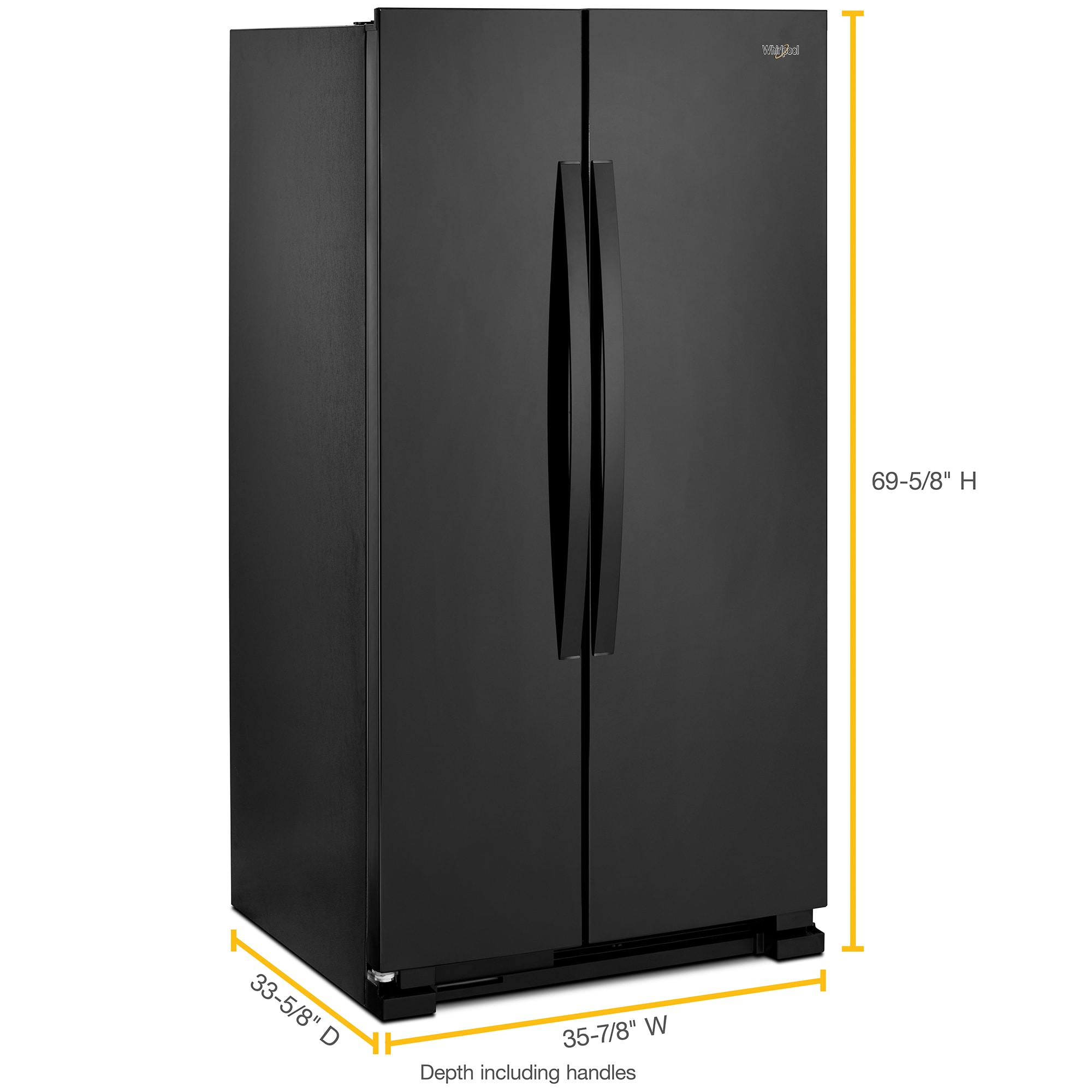 Whirlpool 36 in. 25.1 cu. ft. Side by Side Refrigerator - Black, Black, hires