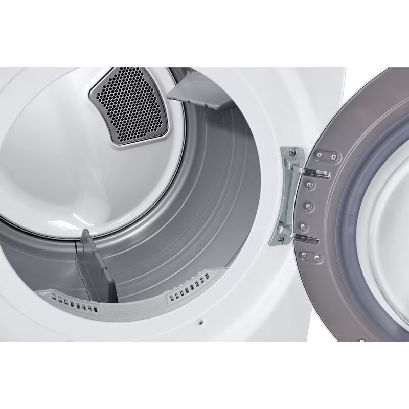 LG 27 in. 7.4 cu. ft. Stackable Electric Dryer with FlowSense Duct Clogging Indicator & Sensor Dry - White, White, hires