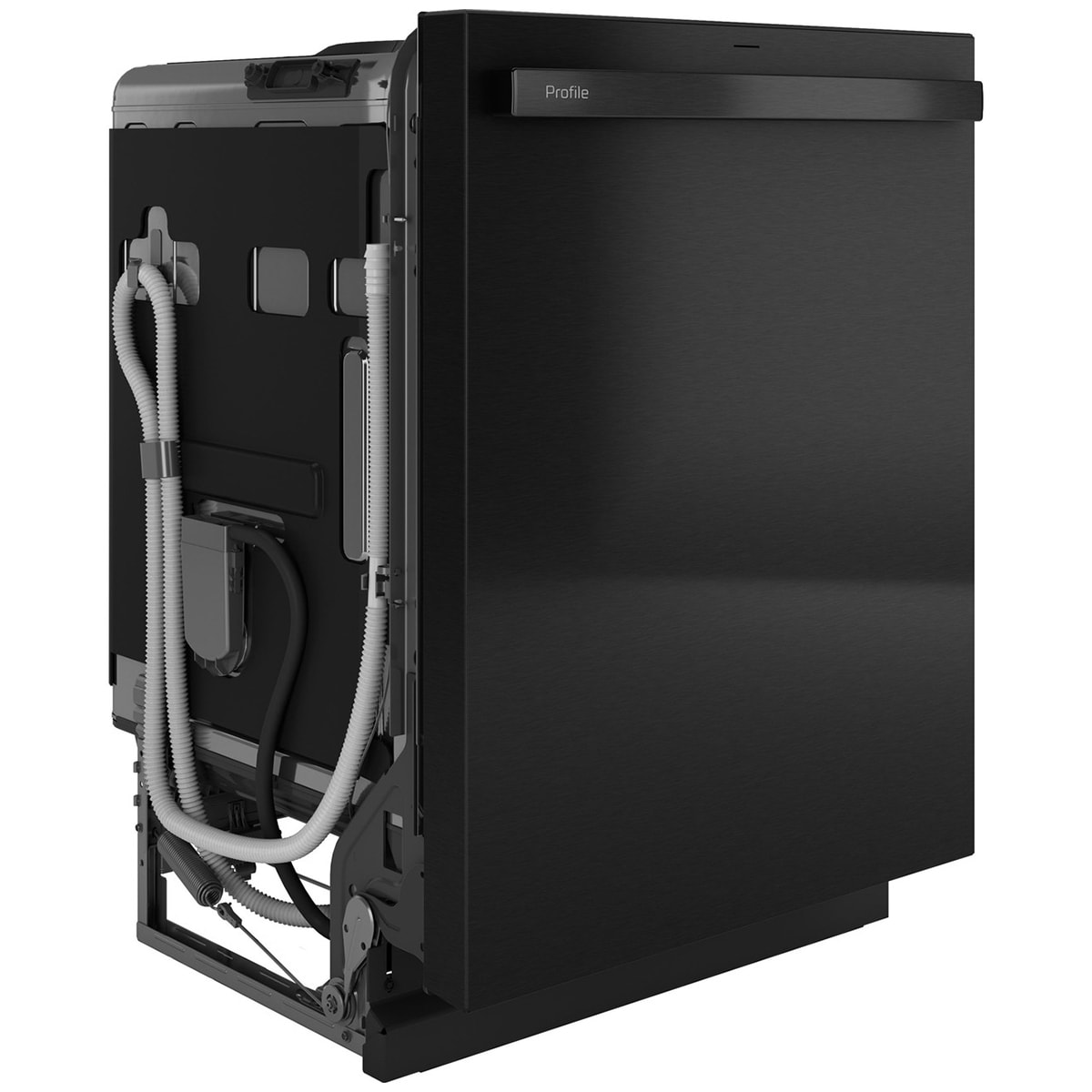 GE Profile 24 in. Top Control Flush-Mount Smart Dishwasher with 42 dBa Sound Level, 3rd-Rack & Twin Turbo Dry Boost - Fingerprint resistant Black Stainless, , hires