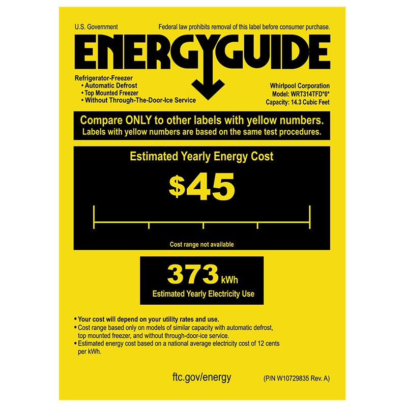 Whirlpool 28 in. 14.3 cu. ft. Top Freezer Refrigerator - Black, Black, hires