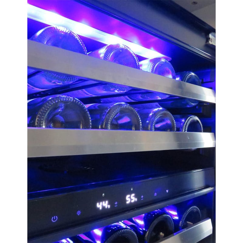 XO 24 in. Undercounter Wine Cooler with Metal Racks, Dual Temperature Zones & 33 Bottle Capacity - Custom Panel Ready, , hires