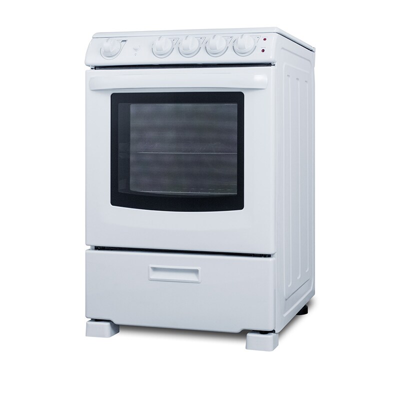 Summit White Pearl Series 24 in. 2.9 cu. ft. Slide-In Electric Range with Smoothtop Burners - White, , hires
