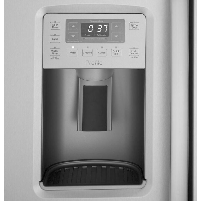 GE Profile 36 in. 25.3 cu. ft. Side by Side Refrigerator with Ice & Water Dispenser - Fingerprint Resistant Stainless, , hires