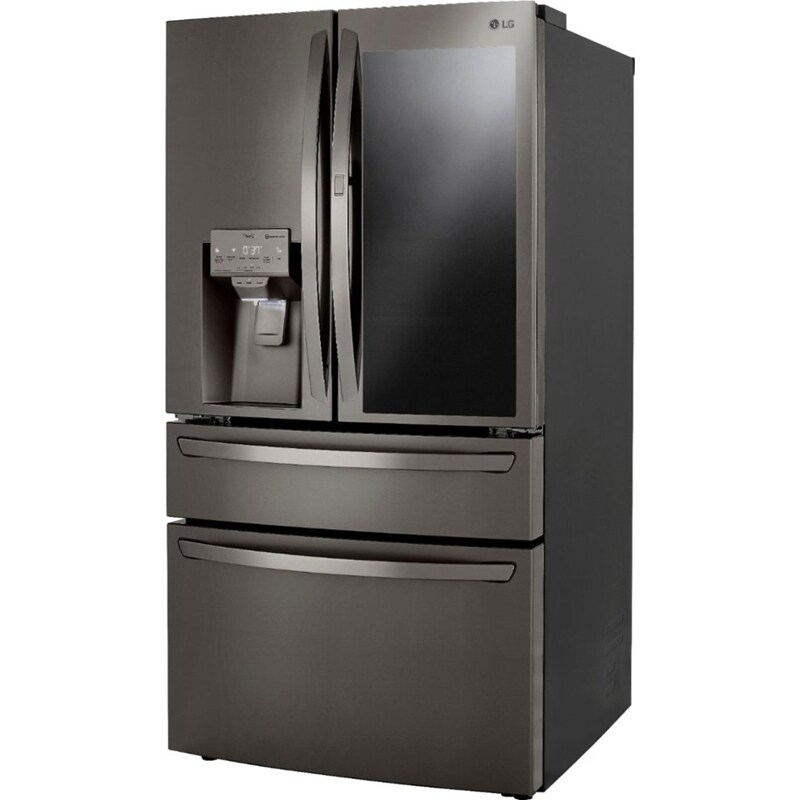 LG InstaView 36 in. 22.5 cu. ft. Smart Counter Depth 4-Door French Door Refrigerator with Ice & Water Dispenser - PrintProof Black Stainless Steel, PrintProof Black Stainless Steel, hires