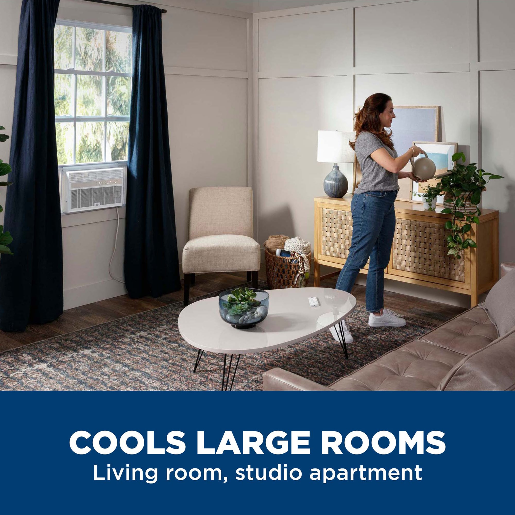 GE 12,000 BTU 115V Smart Window Air Conditioner with 3 Fan Speeds, Sleep Mode & Remote Control - White, , hires