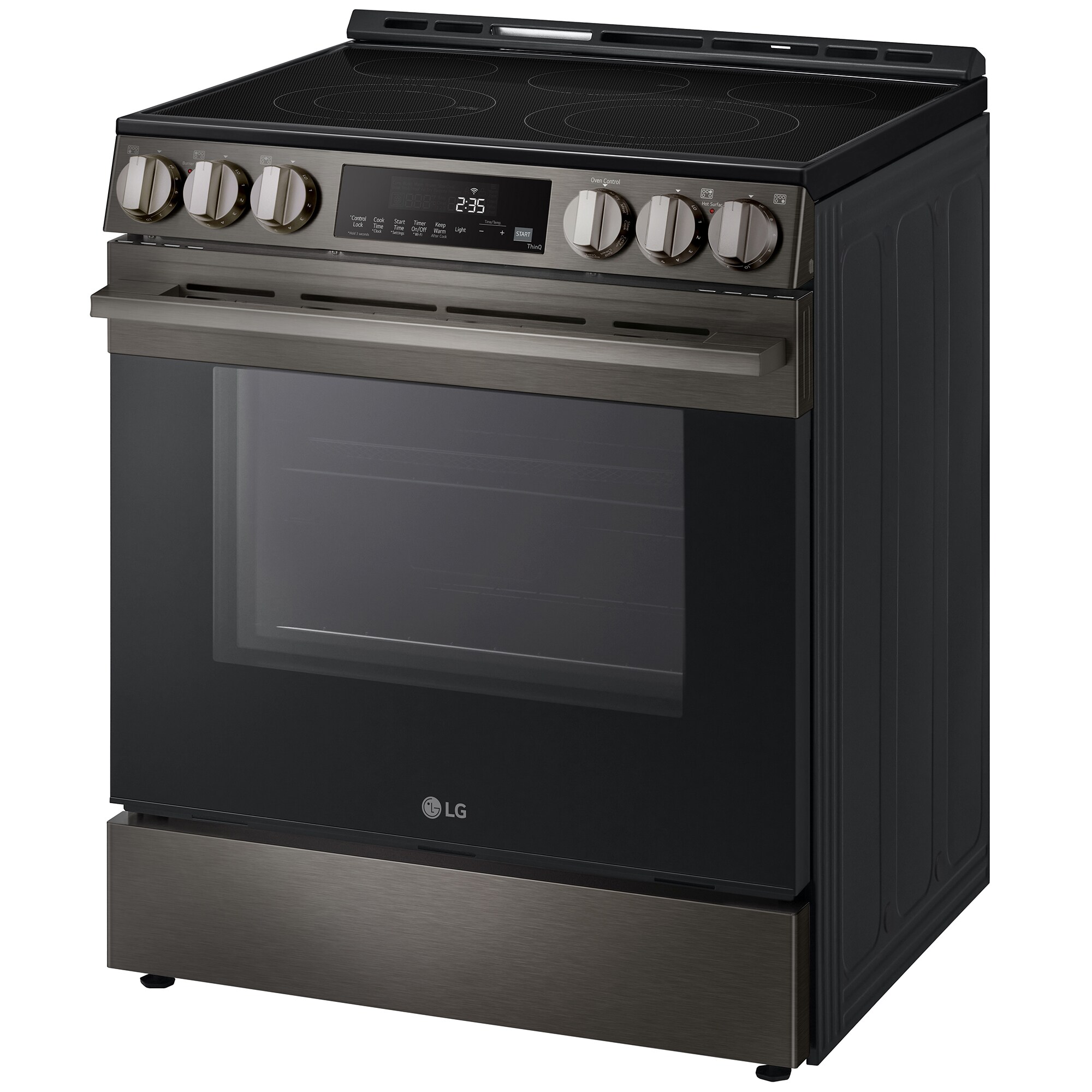 LG 30 in. 6.3 cu. ft. Smart Air-Fry Standard Convection Slide-In Electric Range with Radiant Burners - Black Stainless Steel, , hires