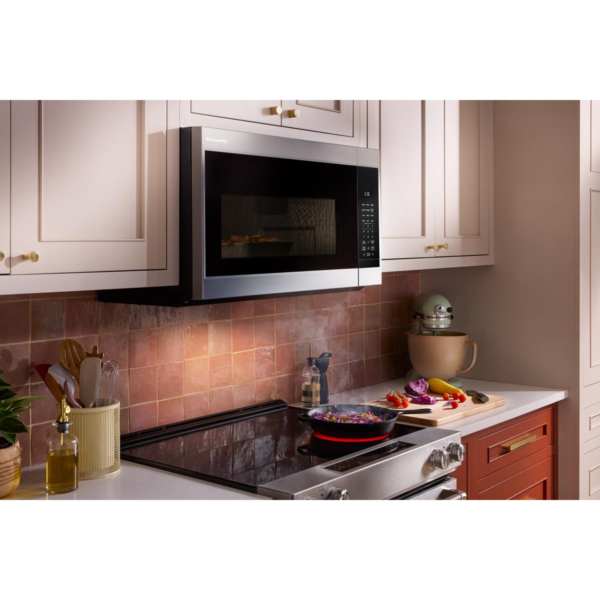KitchenAid 30 in. 1.9 cu. ft. 1000W Over-the-Range Microwave with 400 CFM & Sensor Cooking - Stainless Steel with PrintShield Finish, , hires