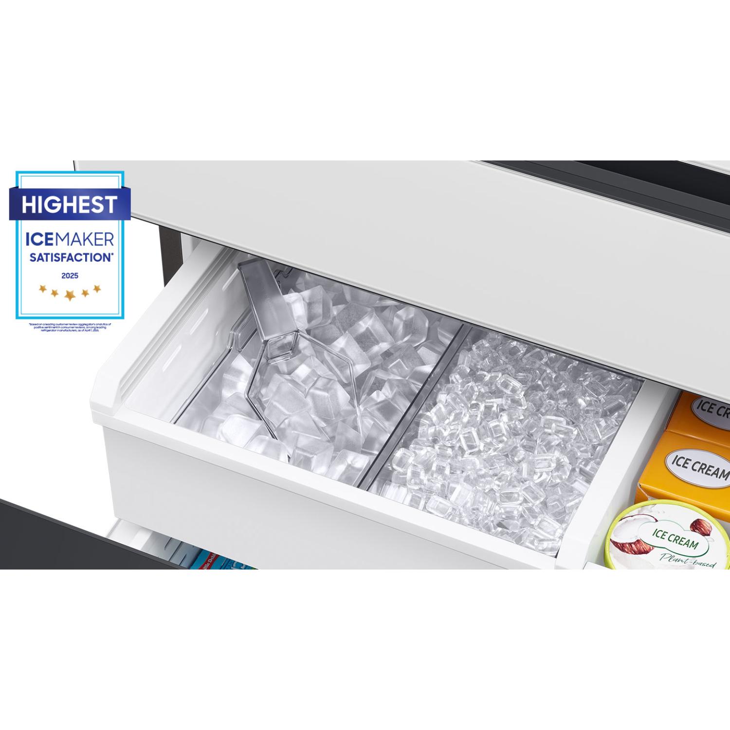 Samsung Bespoke 36 in. 28.6 cu. ft. Smart 4-Door French Door Refrigerator with AI Family Hub+, Beverage Center & Internal Water Autofill Pitcher - White Glass, , hires