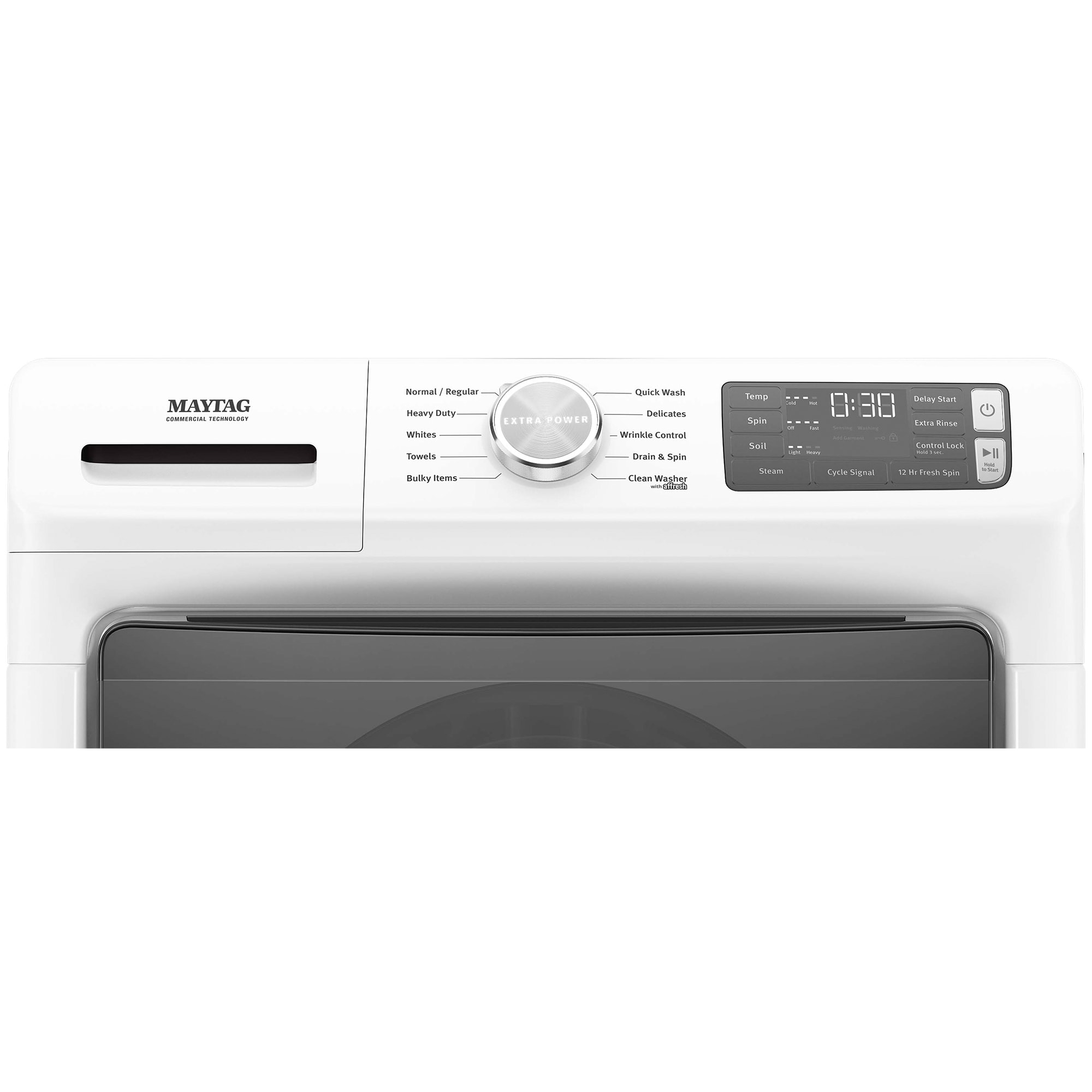 Maytag 27 in. 4.5 cu. ft. Stackable Front Load Washer with Extra Power and 12-Hr Fresh Spin Option - White, White, hires