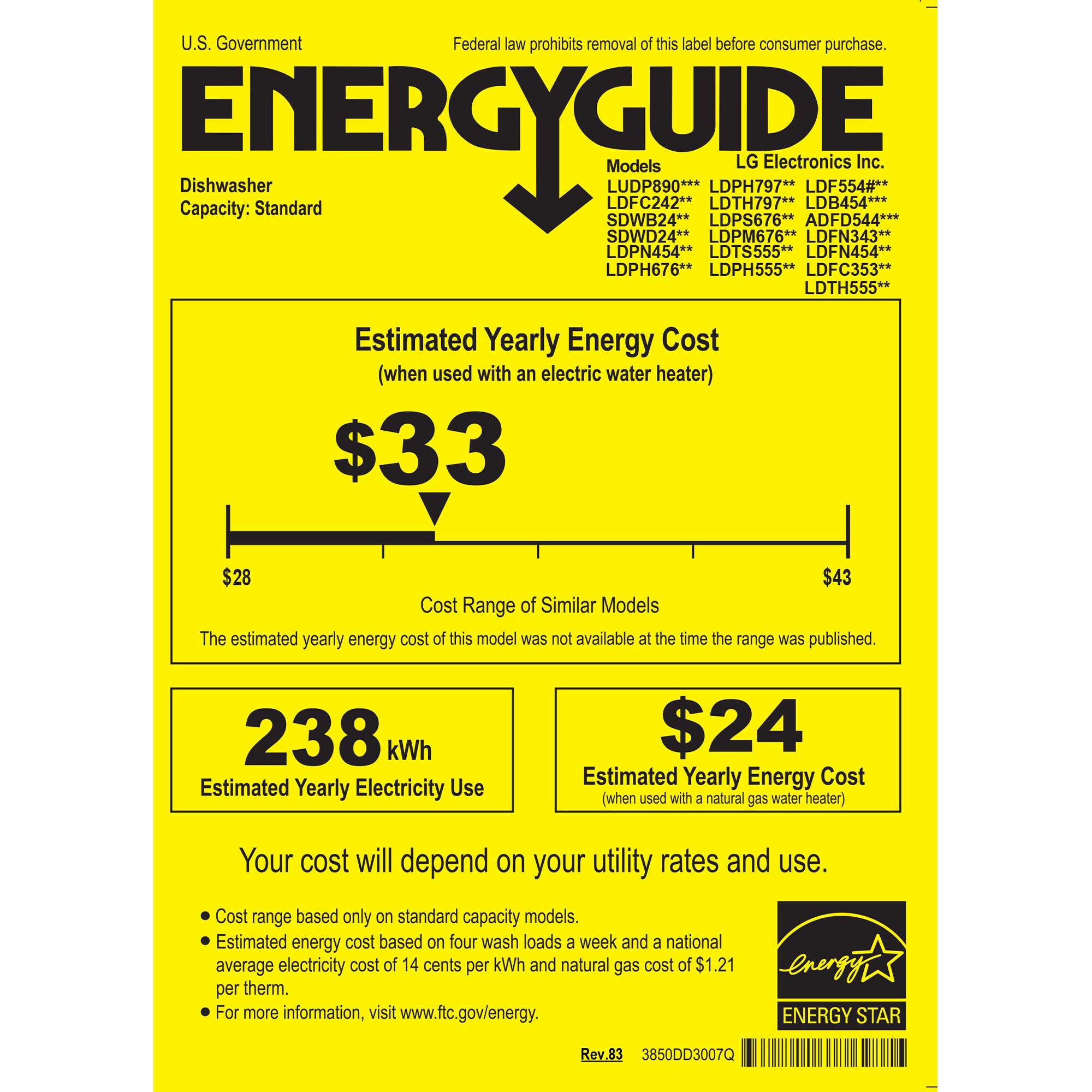 LG 24 in. Top Control Smart Dishwasher with 46 dBa Sound Level & 3rd-Rack - PrintProof Stainless Steel, PrintProof Stainless Steel, hires