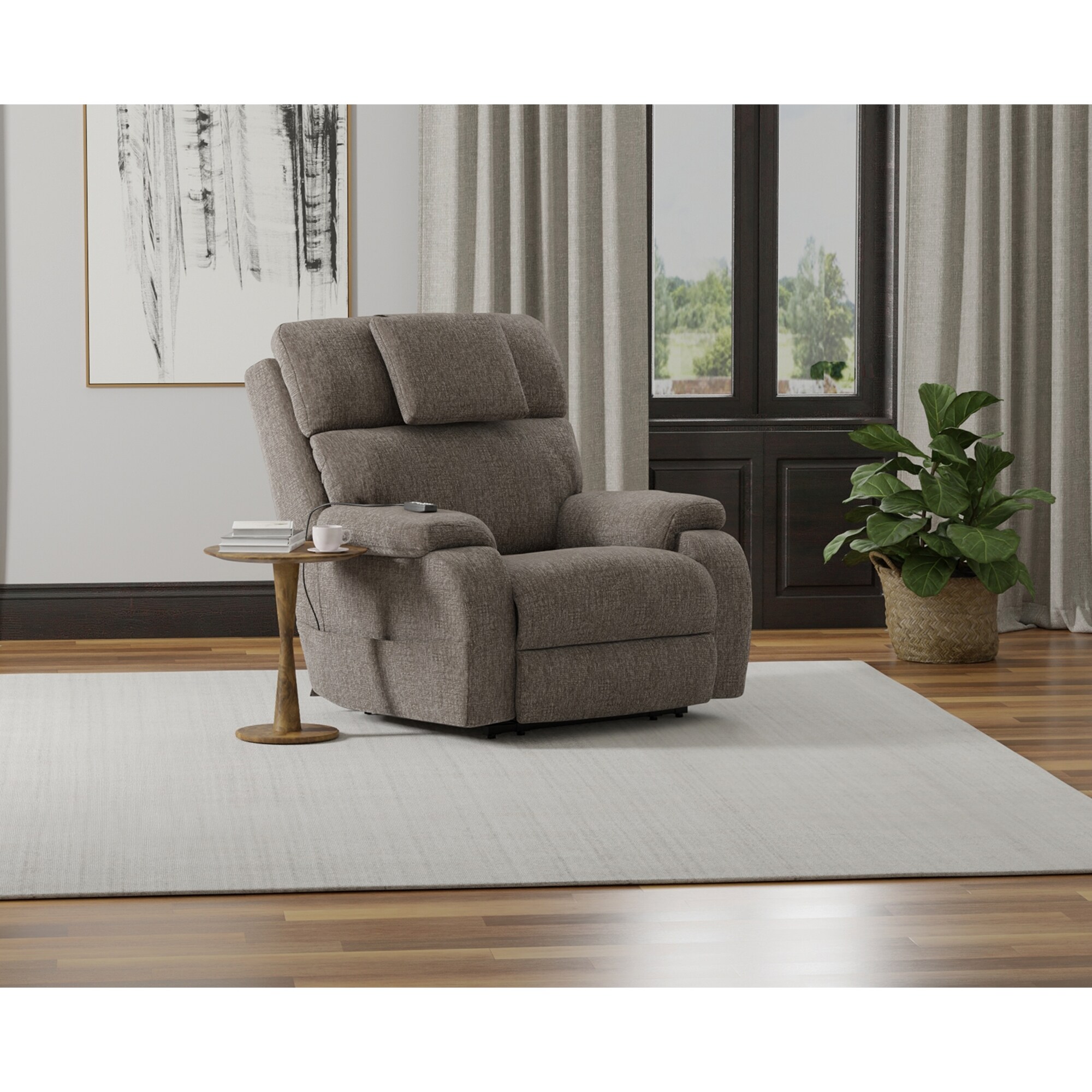 Catnapper Snoozer Power Lift Power Headrest Lay Flat Recliner w/CR3 Heat/Massage/Zero Gravity - Fossil, , hires