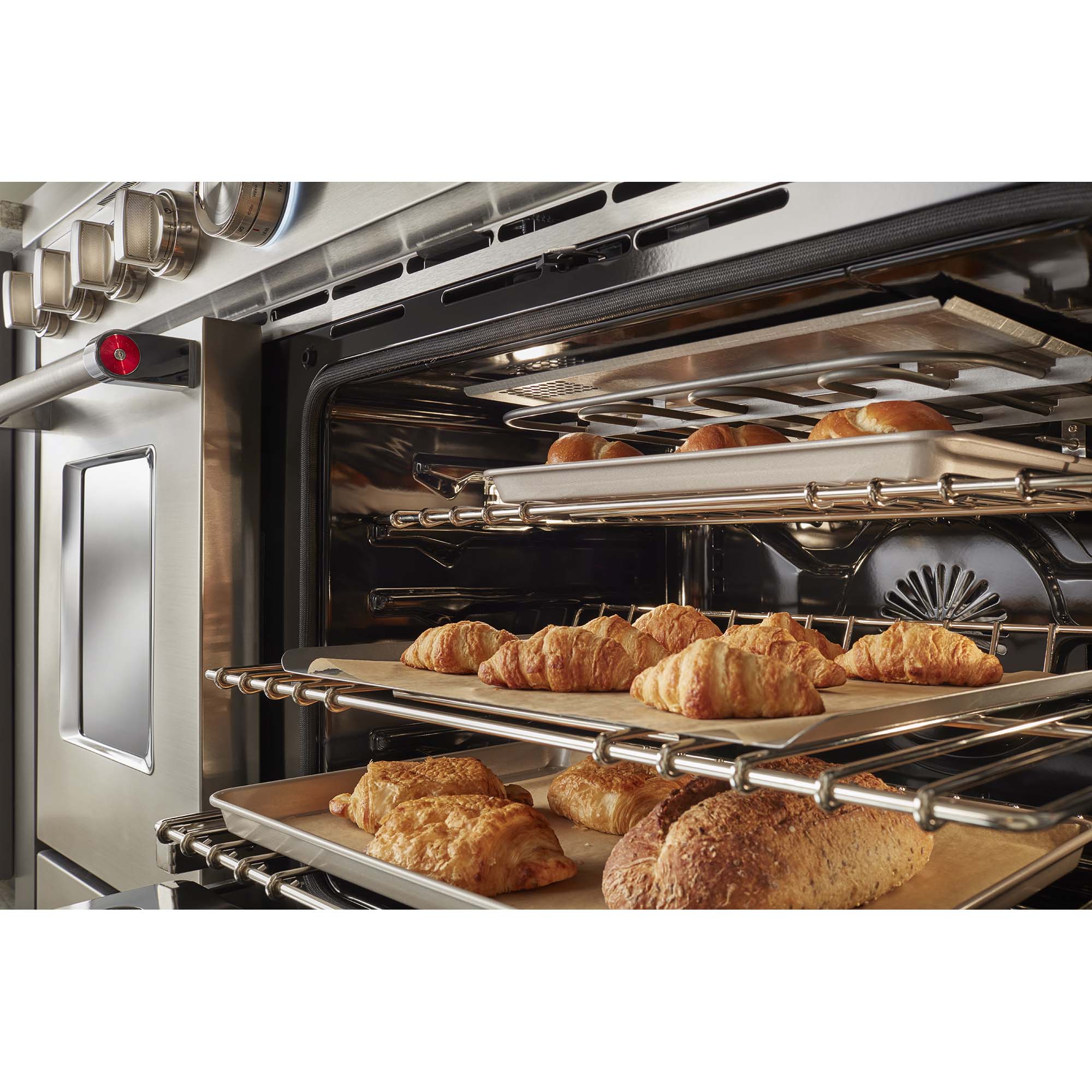 KitchenAid Commercial-Style 48 in. 6.3 cu. ft. Smart True European Convection Double Oven Dual Fuel Range with 6 Sealed Burners & Griddle - Stainless Steel, , hires