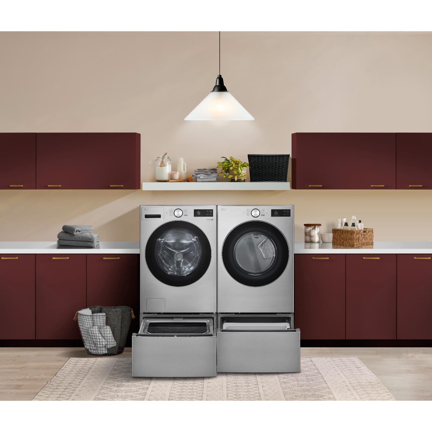 LG 27 in. 7.4 cu. ft. Smart Stackable Electric Dryer with AI Sensor Dry, TurboSteam, Sanitize & Steam Cycle - Graphite Steel, , hires