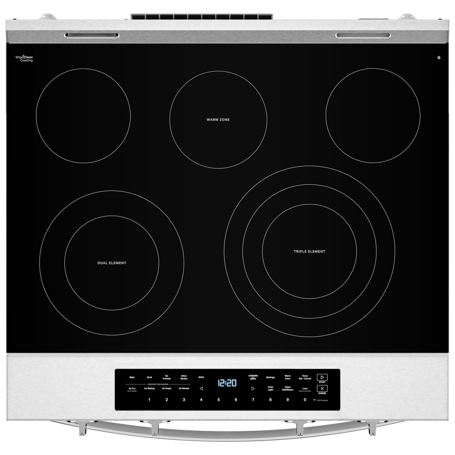 Whirlpool 30 in. 5.3 cu. ft. Smart Air Fry True European Convection Slide-In Electric Range with Radiant Burners - Fingerprint Resistant Stainless, Fingerprint Resistant Stainless, hires