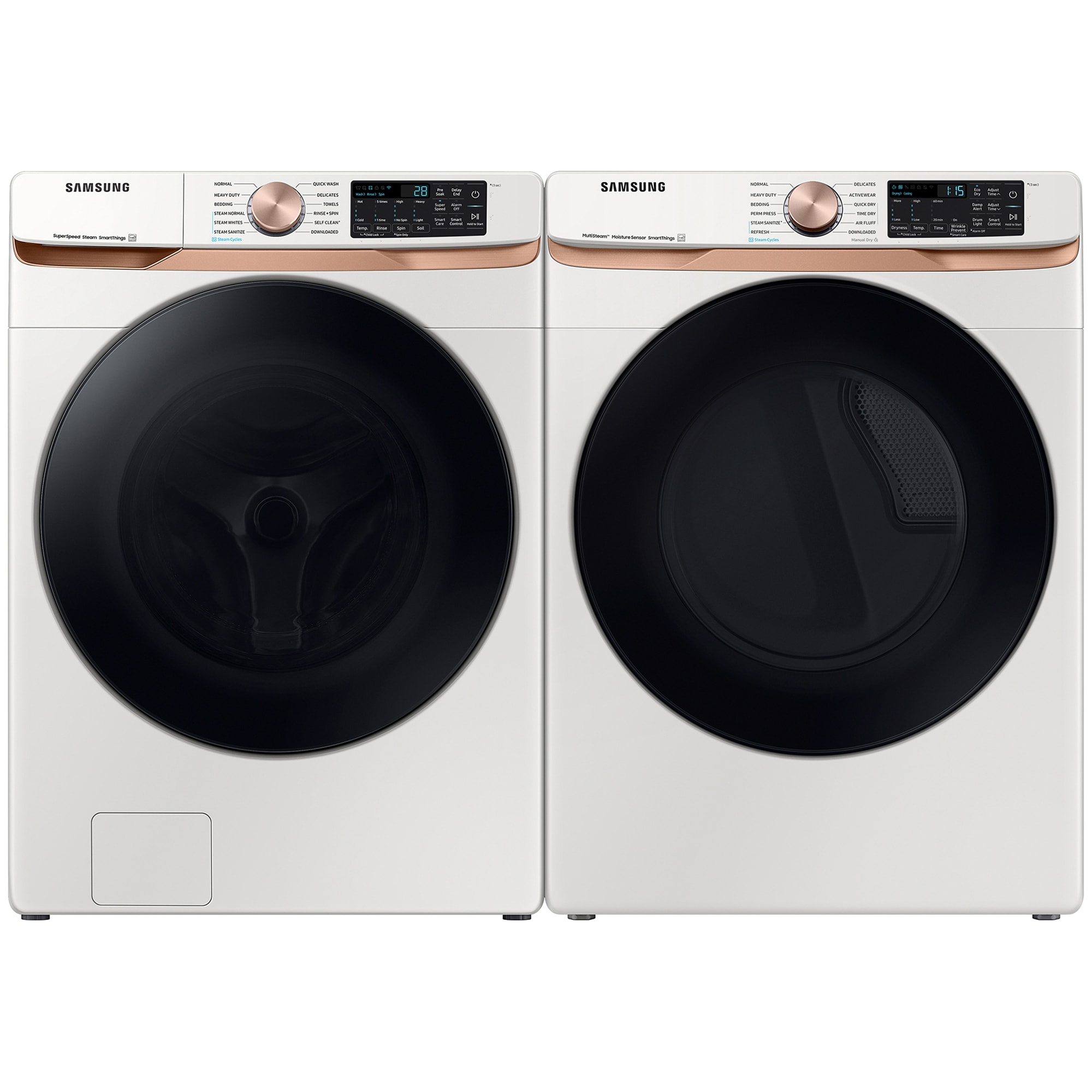 Samsung 27 in. 5.0 cu. ft. Smart Front Loading Washer with 23 Wash Programs, 9 Wash Options & Sanitize Cycle - Ivory, Ivory, hires