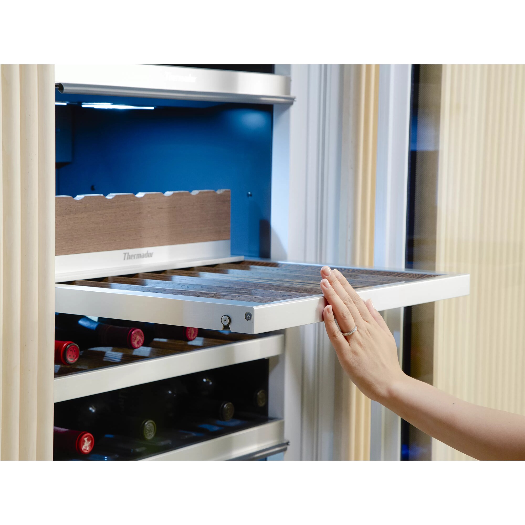 Thermador Freedom Collection 24 in. Built-in Smart Wine Cooler with Wood Racks, Multi-Temperature Zones & 92 Bottle Capacity - Custom Panel Ready, , hires