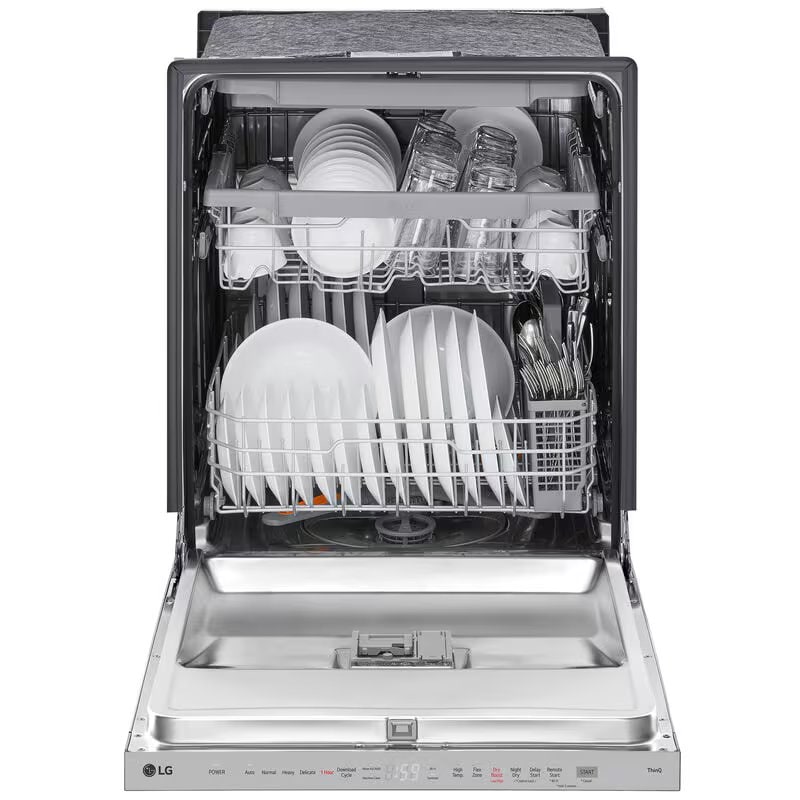 LG 24 in. Top Control Smart Dishwasher with 46 dBa Sound Level, 3rd-Rack, Dynamic Heat Dry & Pocket - PrintProof Stainless Steel, PrintProof Stainless Steel, hires