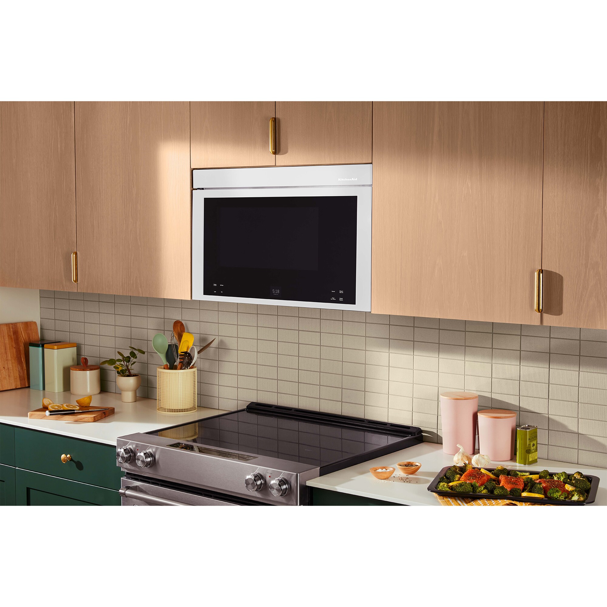 KitchenAid 30 in. 1.1 cu. ft. 950W Smart Over-the-Range Microwave with 400 CFM, Convection & Sensor Cooking - White, White, hires