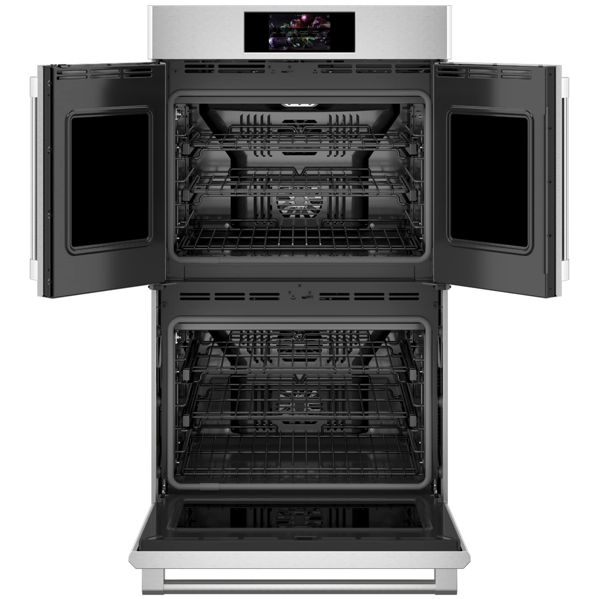 Monogram Statement Series 30 in. 10 cu. ft. Smart Top Control SpeedElectric Double Wall Oven with True European Convection - Stainless Steel, , hires