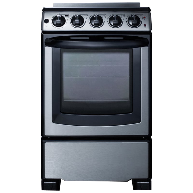 Summit White Pearl Series 20 in. 2.3 cu. ft. Slide-In Electric Range with Smoothtop Burners - Stainless Steel, , hires