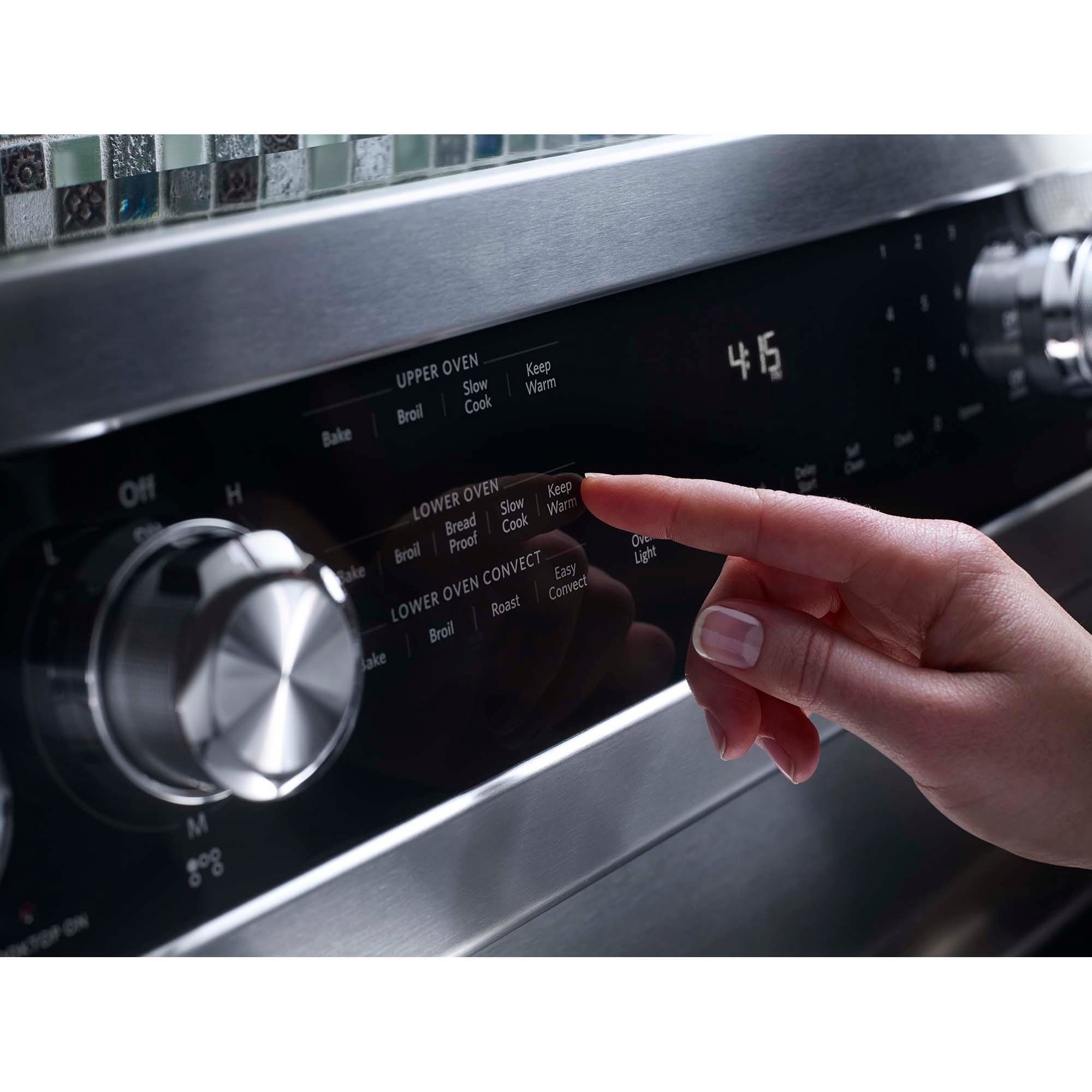 KitchenAid 30 in. 6.7 cu. ft. True European Convection Double Oven Electric Range with Radiant Burners - Stainless Steel, Stainless Steel, hires