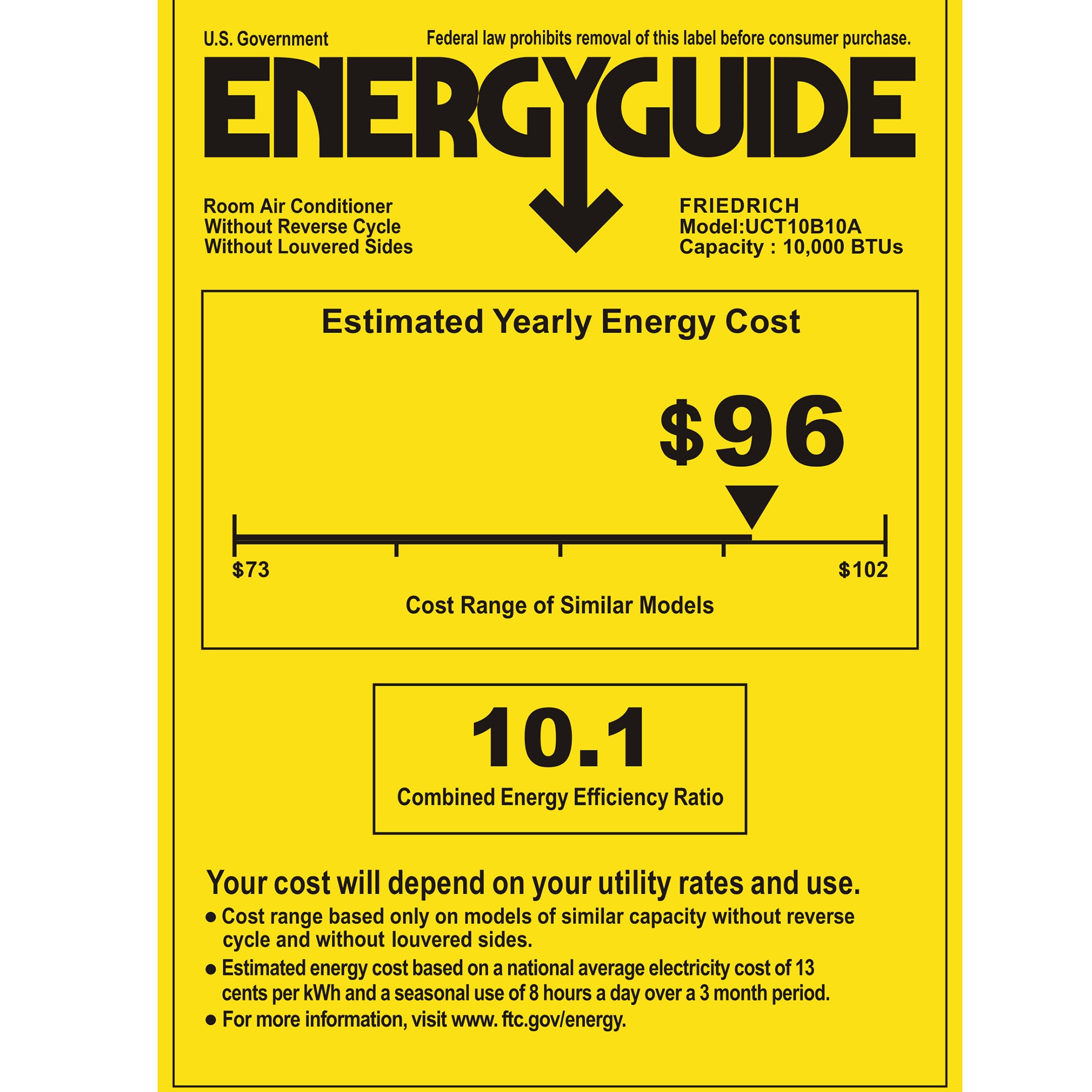 Friedrich Uni-Fit Series 10,000 BTU 115V Smart Through-the-Wall Air Conditioner with 3 Fan Speeds, Remote Control - White, , hires