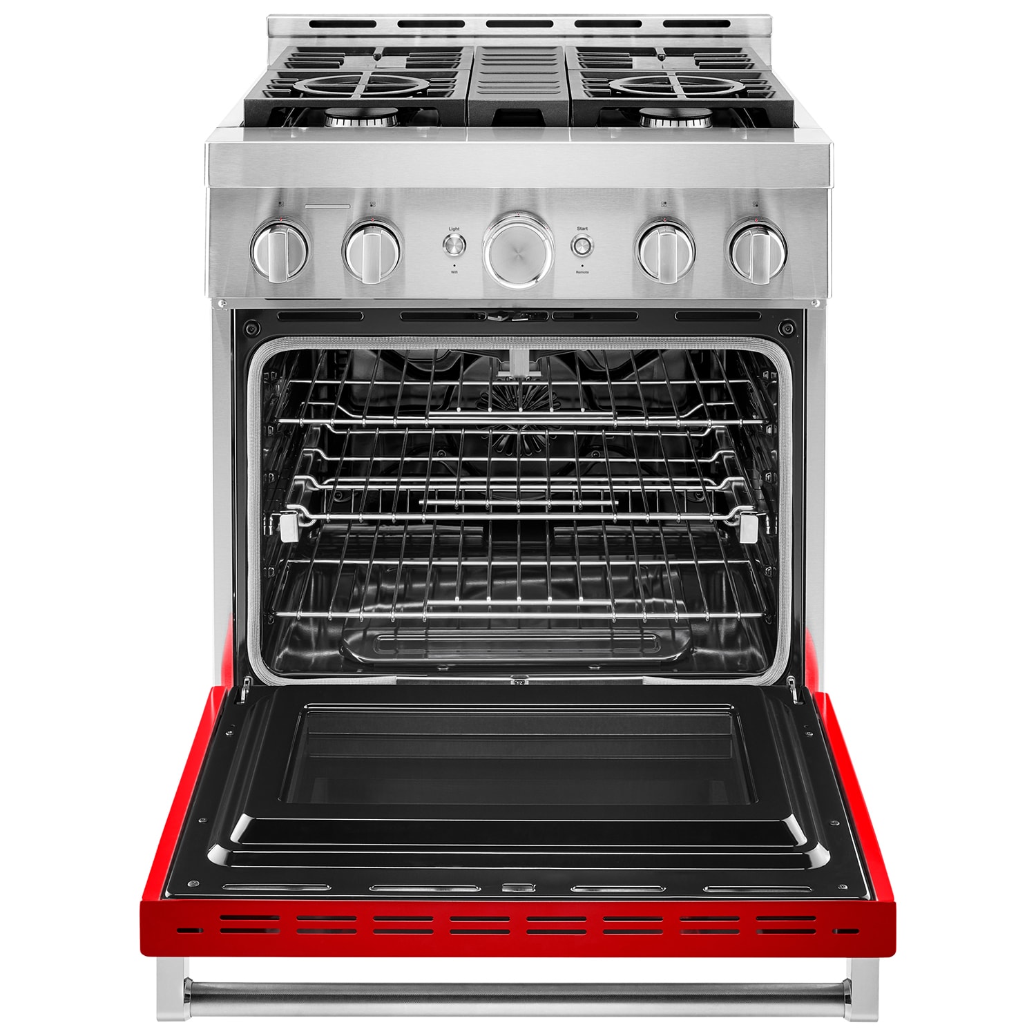 KitchenAid Commercial-Style 30 in. 4.1 cu. ft. Smart True European Convection Gas Range with 4 Sealed Burners - Passion Red, Passion Red, hires