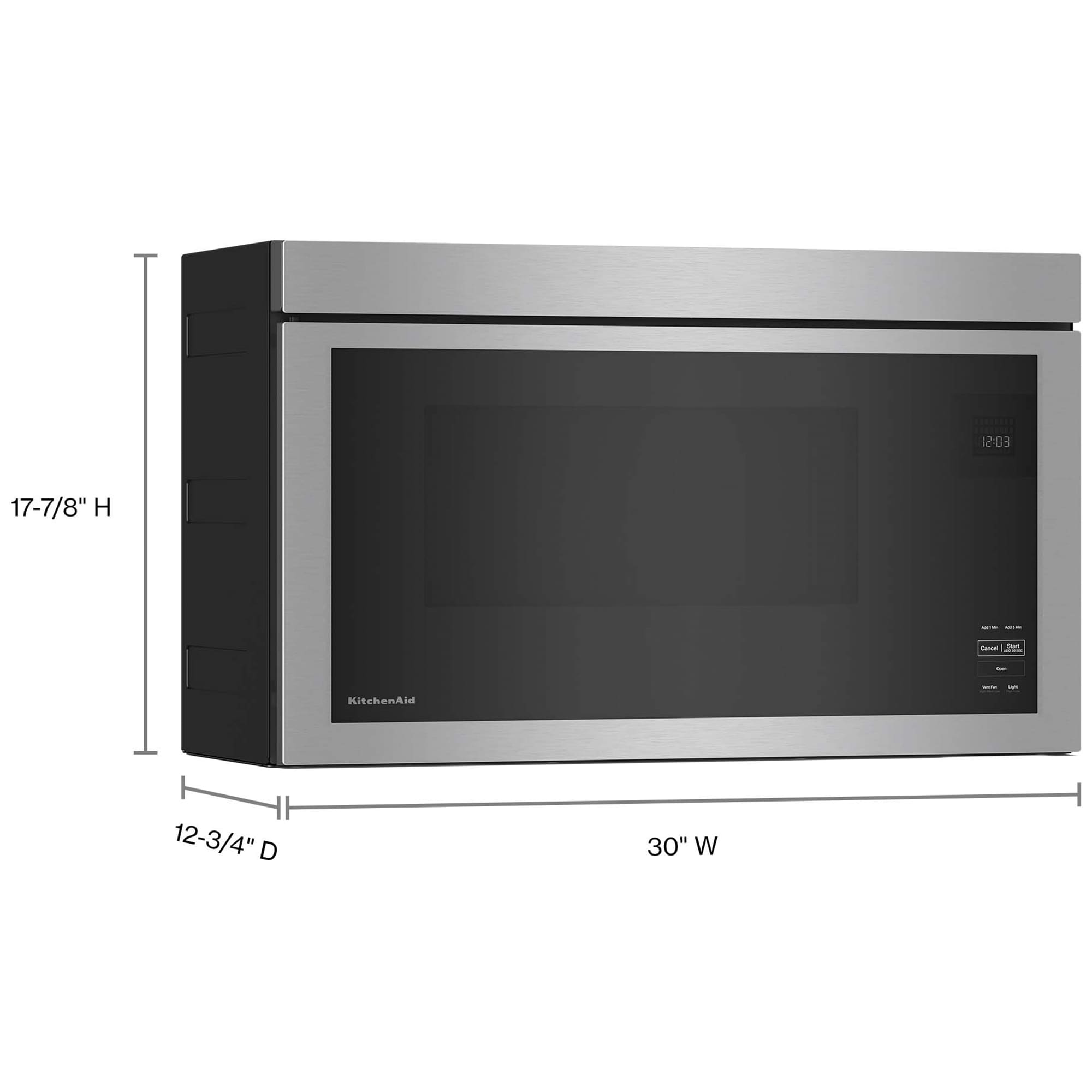 KitchenAid 30 in. 1.1 cu. ft. 1000W Over-the-Range Microwave with 400 CFM & Sensor Cooking - Stainless Steel with PrintShield Finish, Stainless Steel with PrintShield Finish, hires