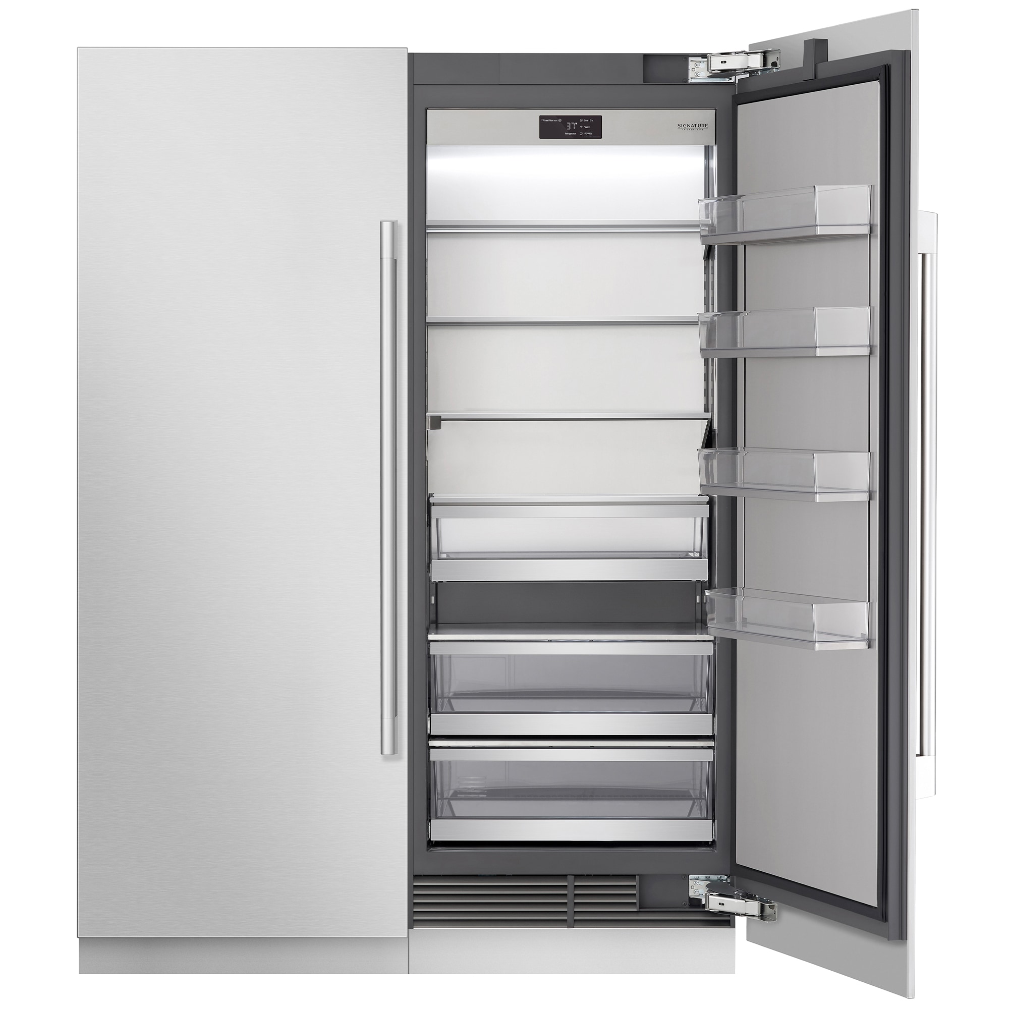 Signature Kitchen Suite 30 in. 17.8 cu. ft. Built-in Smart Triple-Drawers Upright Freezer with Ice-Maker & Adjustable Shelves - Custom Panel Ready, , hires