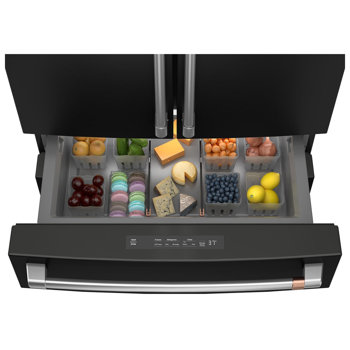 Cafe 36 in. 23.2 cu. ft. Smart Counter Depth 4-Door French Door Refrigerator with Internal Water AutoFill Pitcher - Matte Black, , hires