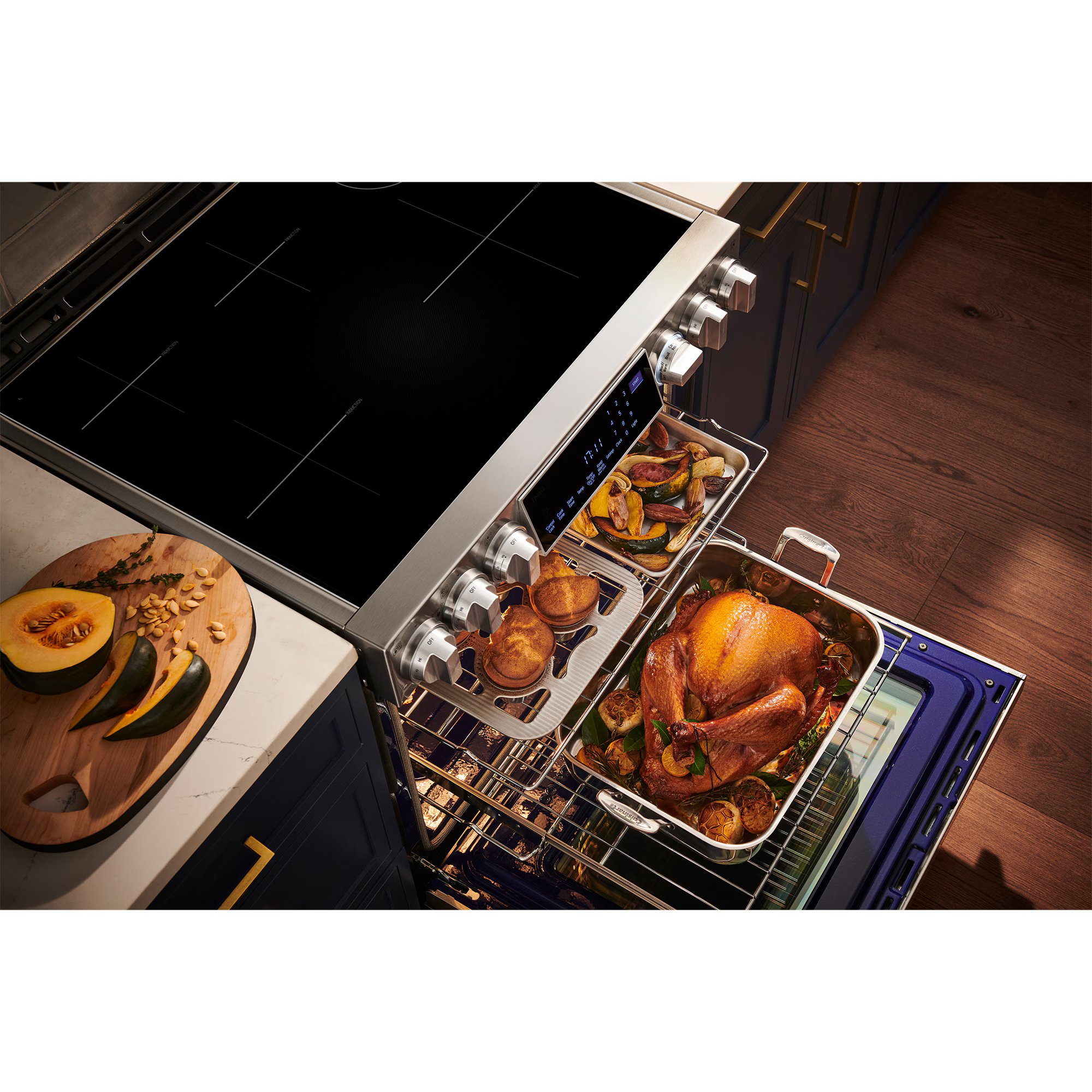 LG Studio 30 in. 6.3 cu. ft. Smart Air Fry True European Convection Slide-In Electric Range with 4 Induction Burners & 1 Radiant Burner - Stainless Steel, , hires