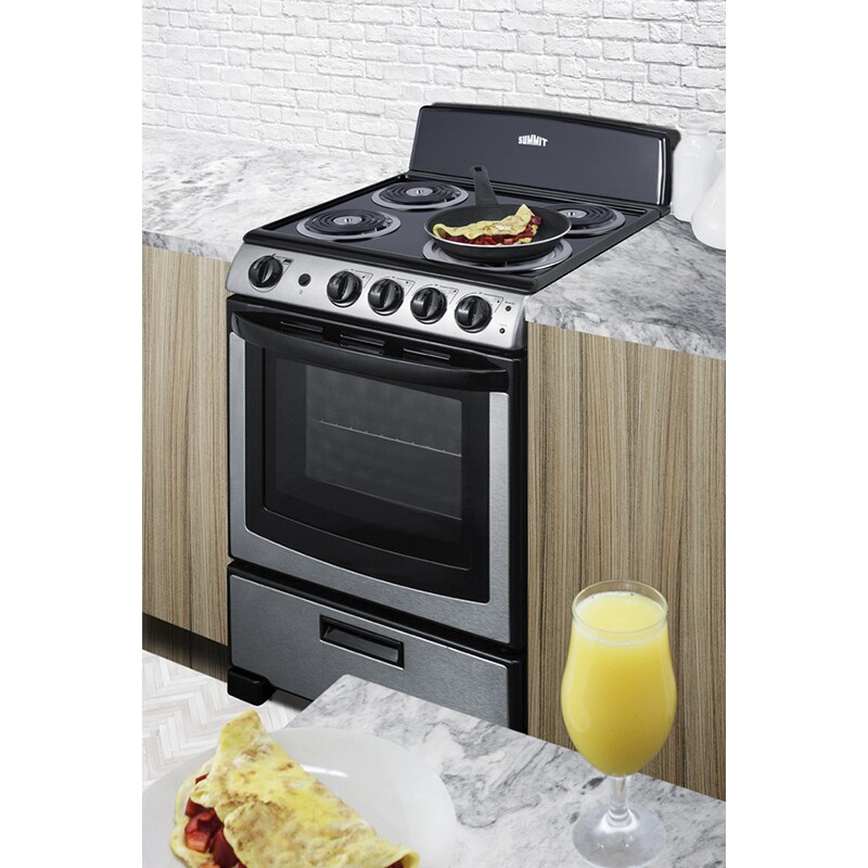 Summit 24 in. 2.9 cu. ft. Electric Range with Coil Burners - Stainless Steel, , hires