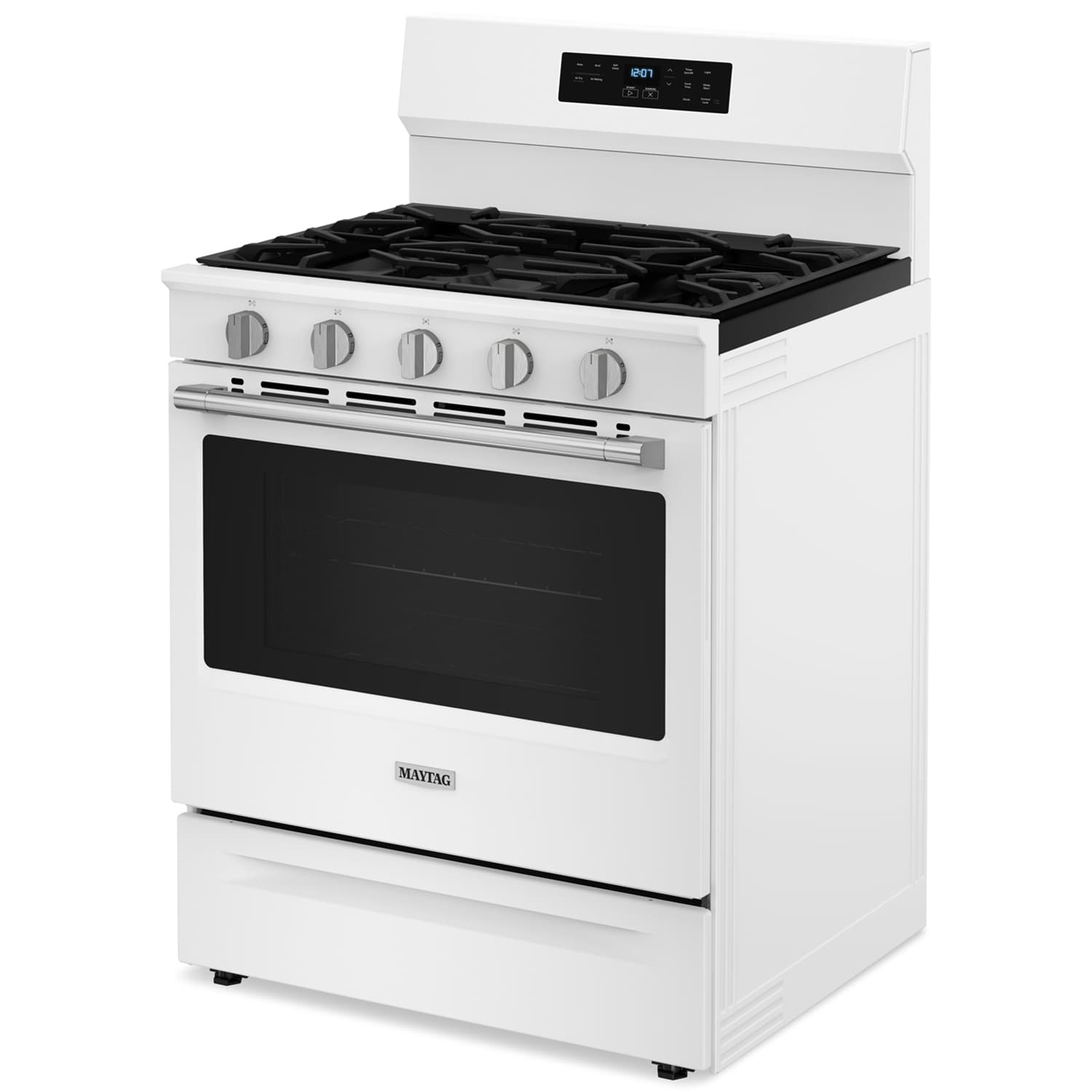 Maytag 30 in. 5 cu. ft. Air Fry Standard Convection Gas Range with 5 Sealed Burners - White, White, hires