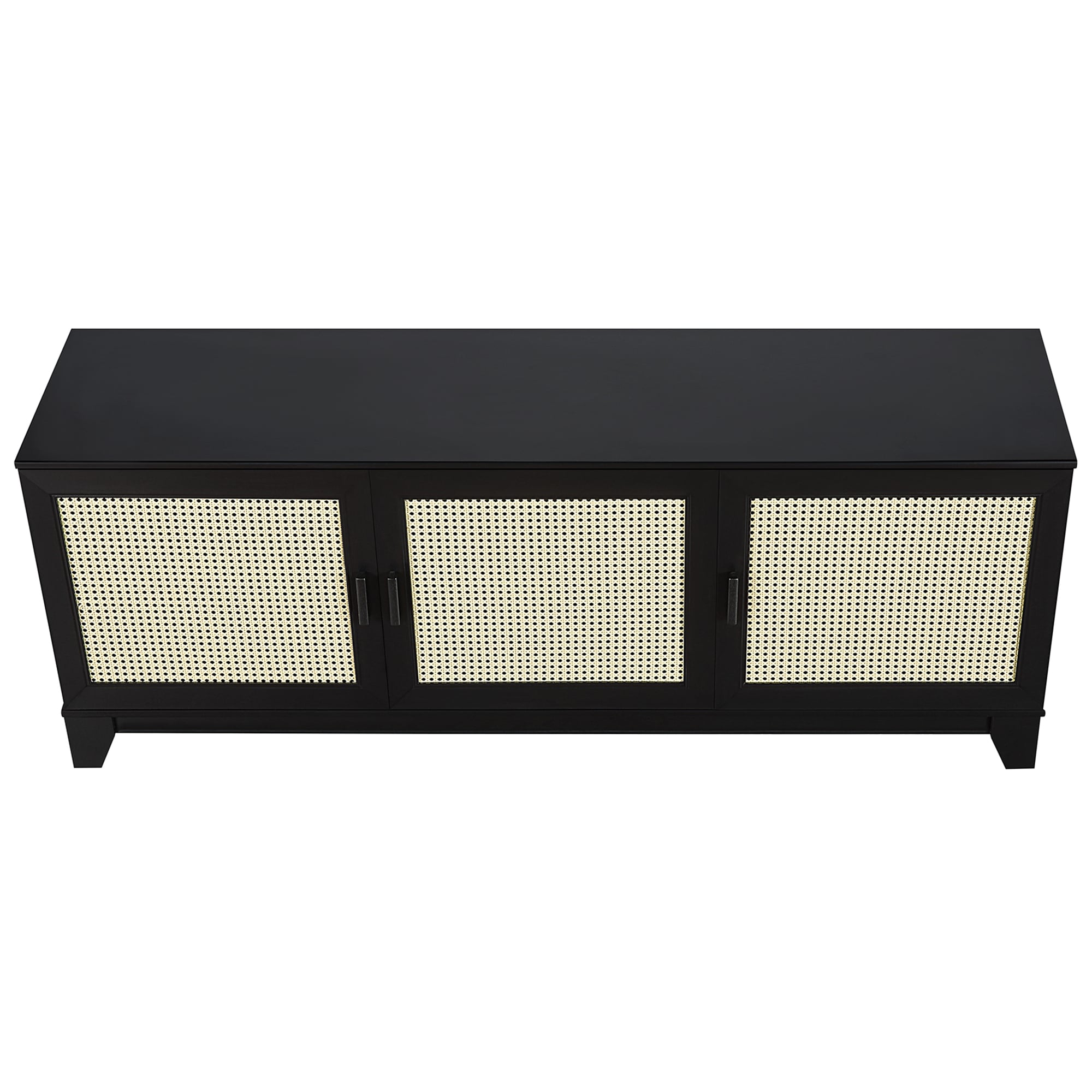 Manhattan Comfort Sheridan 62.99 inch Modern Cane TV Stand - Black, Black, hires