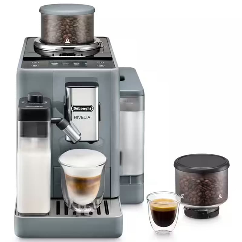 De'Longhi Rivelia Automatic Espresso Machine with Milk Frother and Removable Bean Hoppers - Gray, Gray, hires