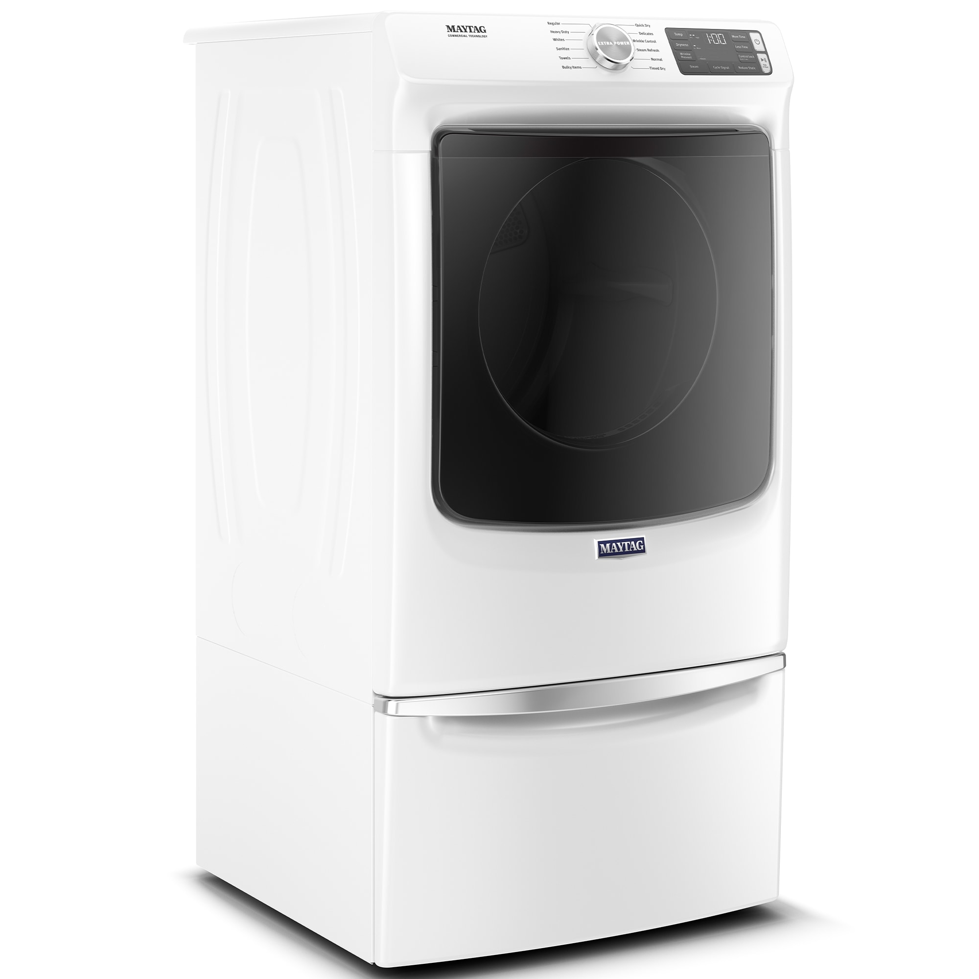 Maytag 27 in. 7.3 cu. ft. Stackable Gas Dryer with Extra Power, Sanitize, Steam & Quick Dry Cycle - White, White, hires