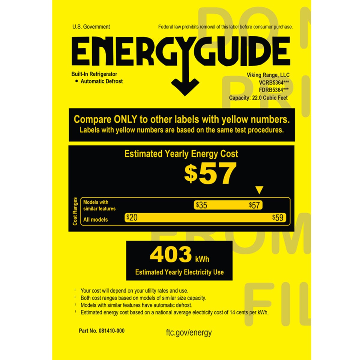 Viking 5 Series 36 in. 22.8 cu. ft. Built-In Counter Depth Freezerless Refrigerator - Cast Black, Cast Black, hires