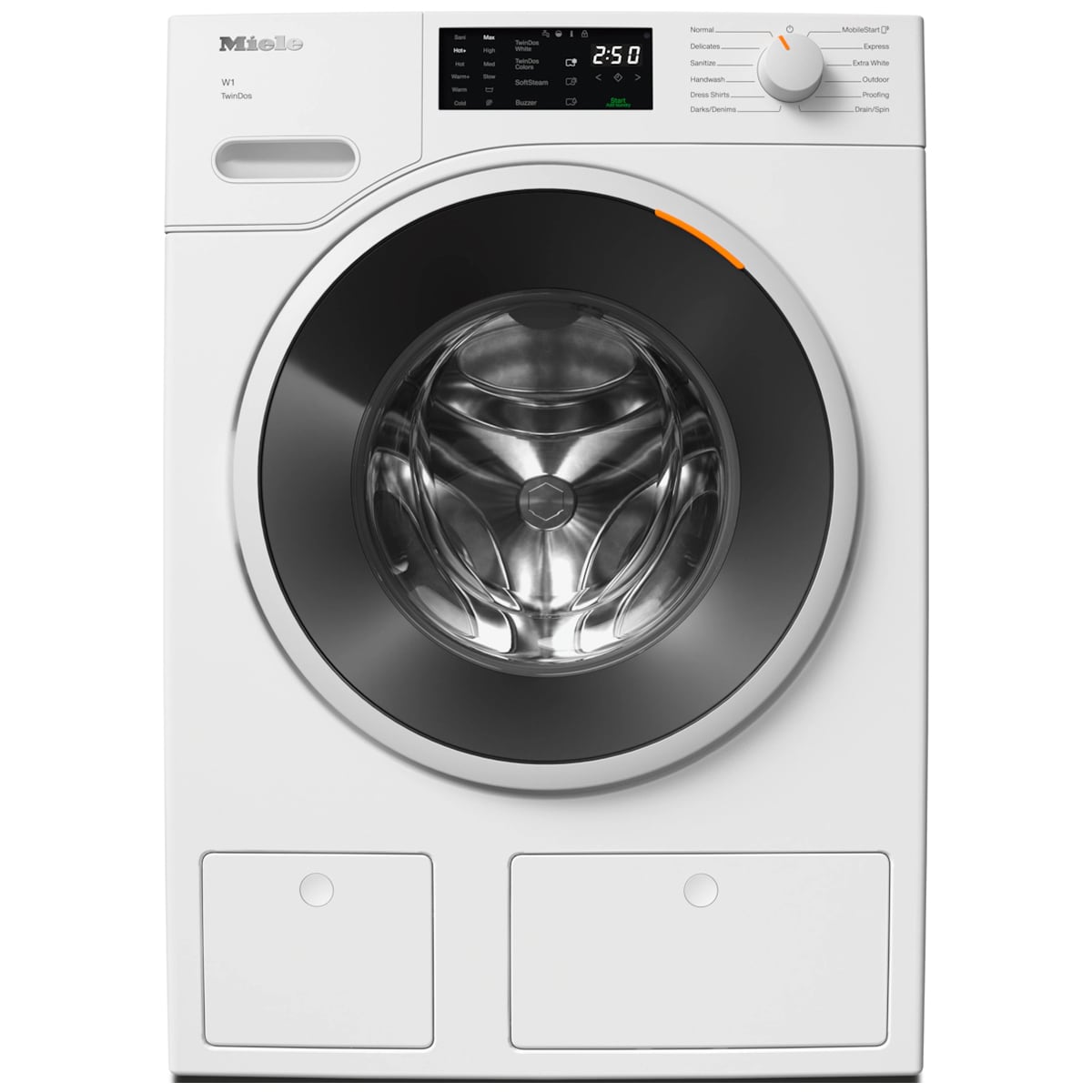 Miele TwinDos 24 in. 2.2 cu. ft. Smart Stackable Front Load Washer with Sanitize & Steam Cycle - Lotus White, , hires