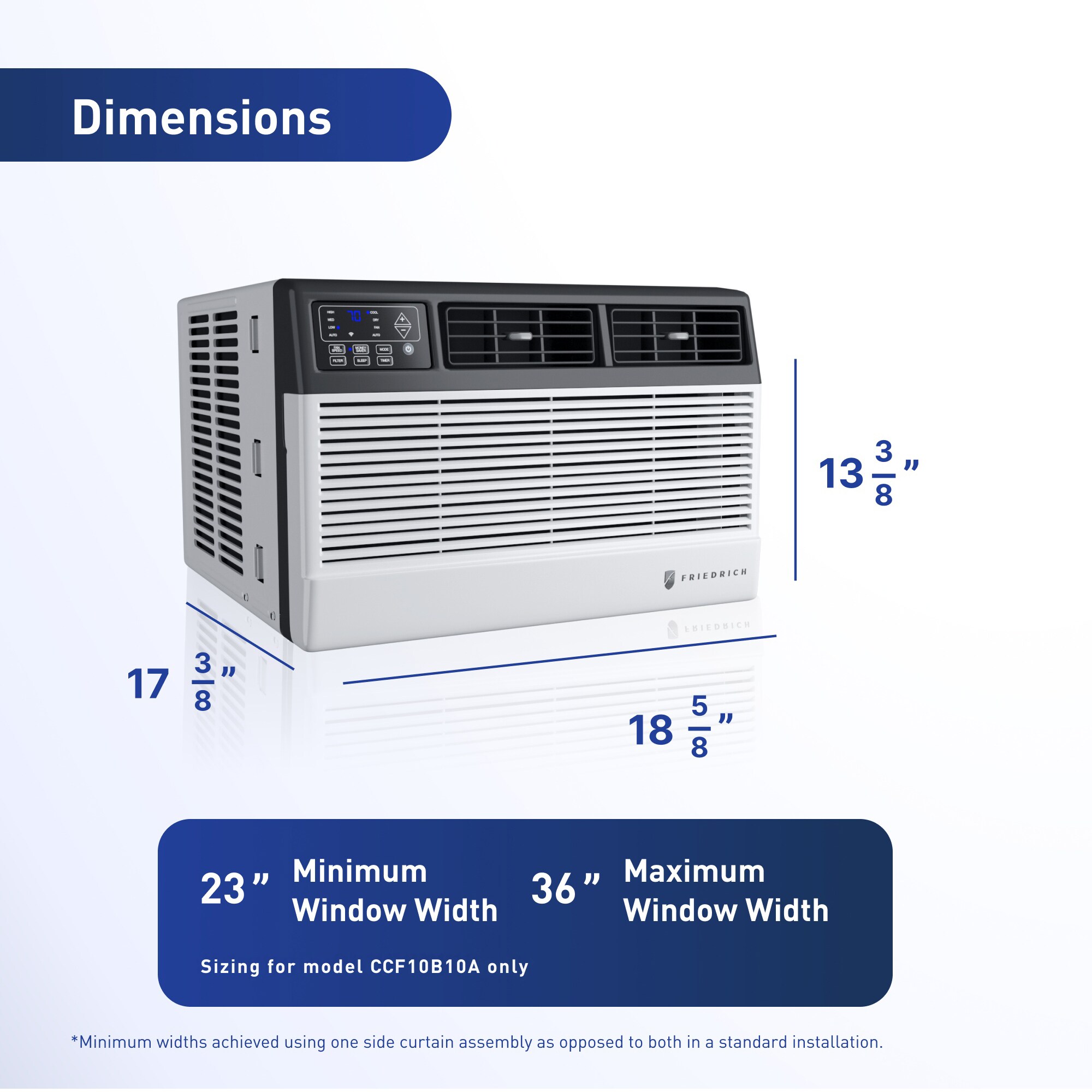 Friedrich Chill Premier Series 8,000 BTU 115V Smart Window Air Conditioner with 3 Fan Speeds, Remote Control - White, , hires