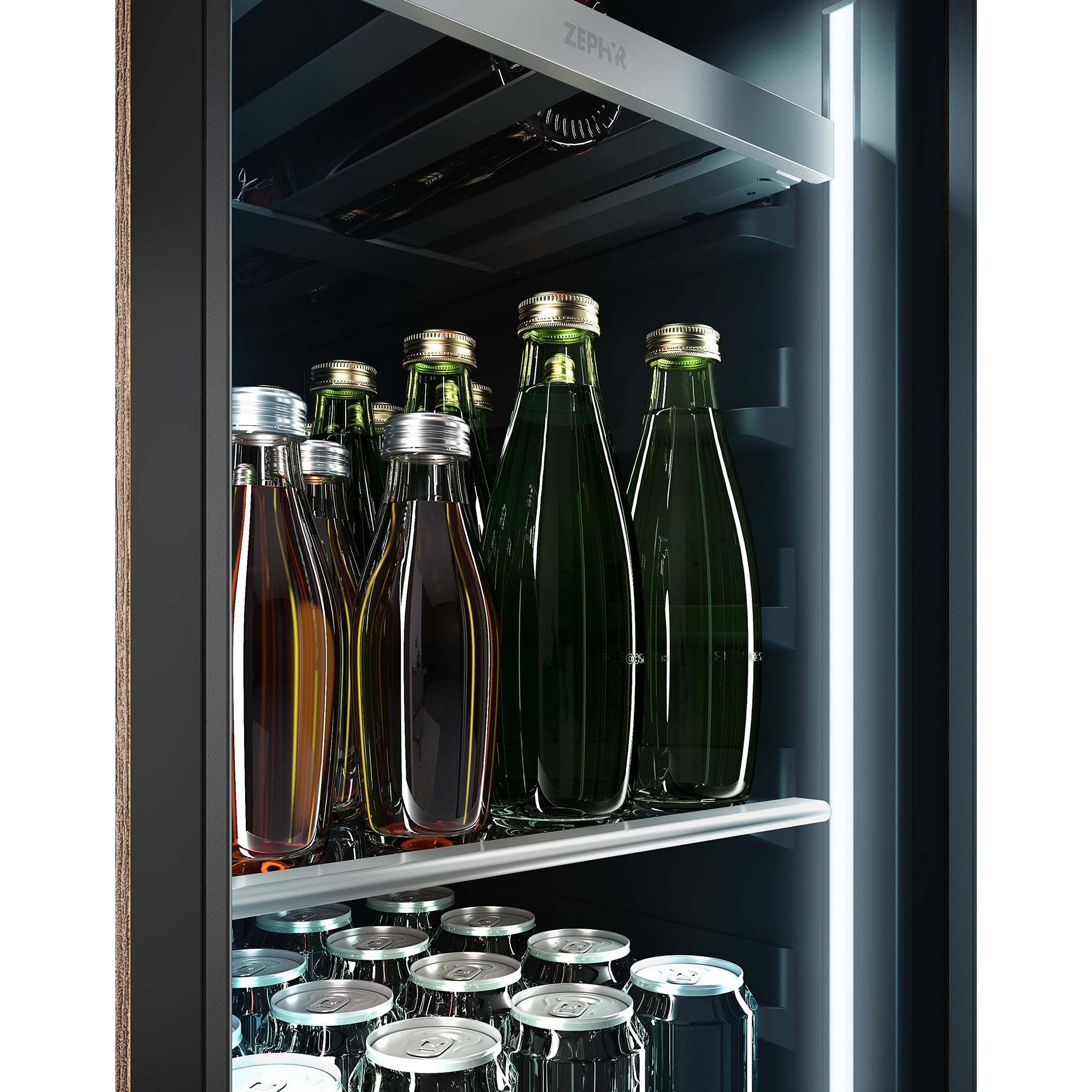 Zephyr Presrv Series 15 in. Built-In/Freestanding 3.4 cu. ft. Compact Beverage Center with Adjustable Shelves & Digital Control - Stainless Steel, , hires