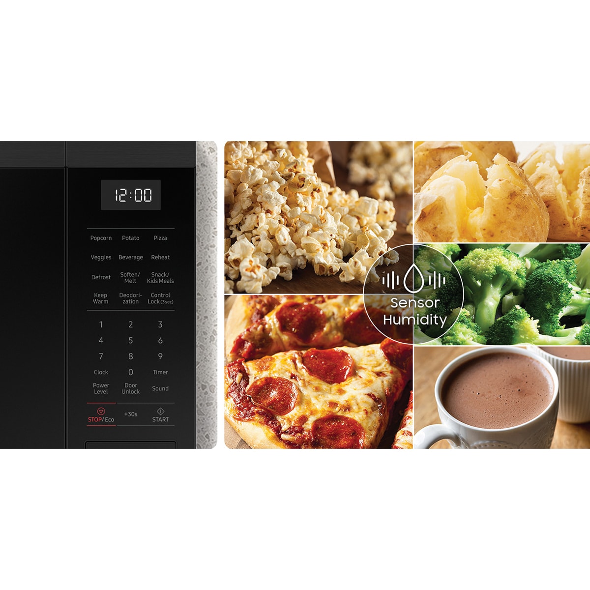 Samsung 24 in. 1.9 cu. ft. 900W Countertop Microwave with Sensor Cooking - Matte Black Steel, , hires