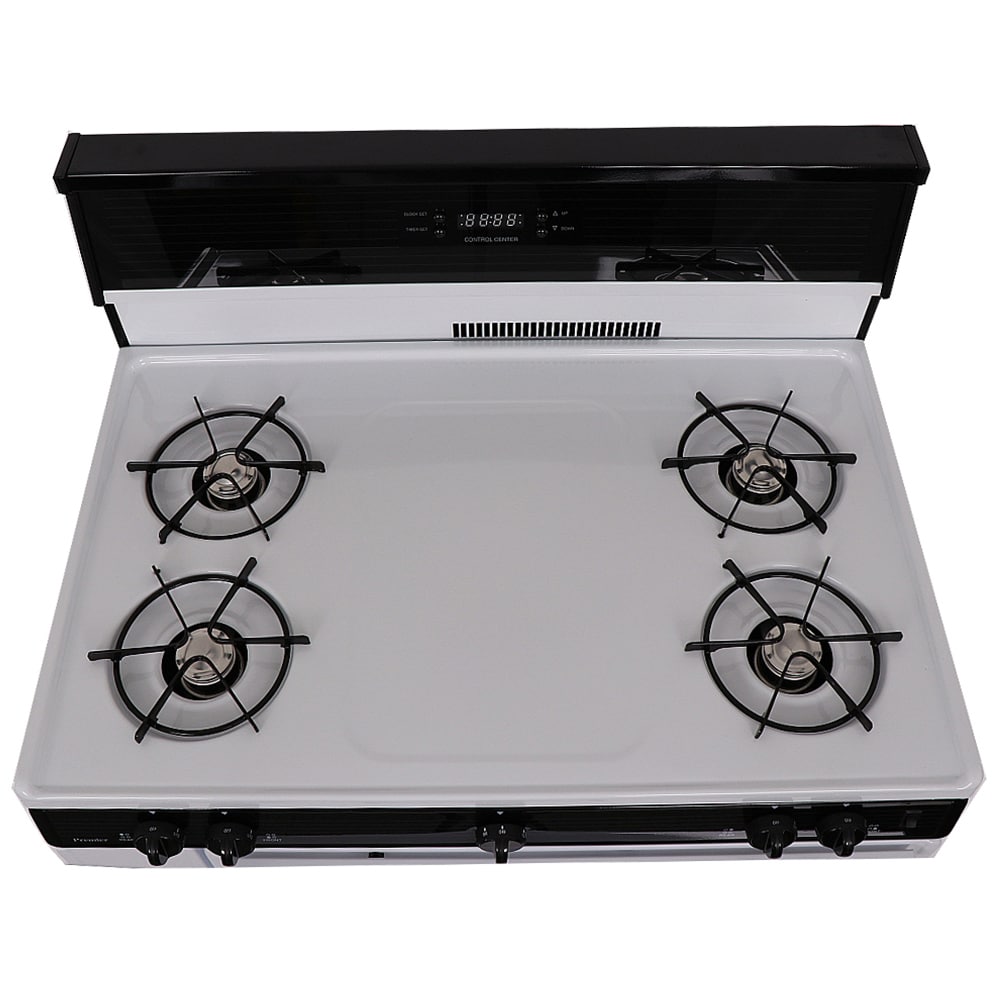 Premier 36 in. 3.9 cu. ft. Gas Range with Open Burners - White, White, hires